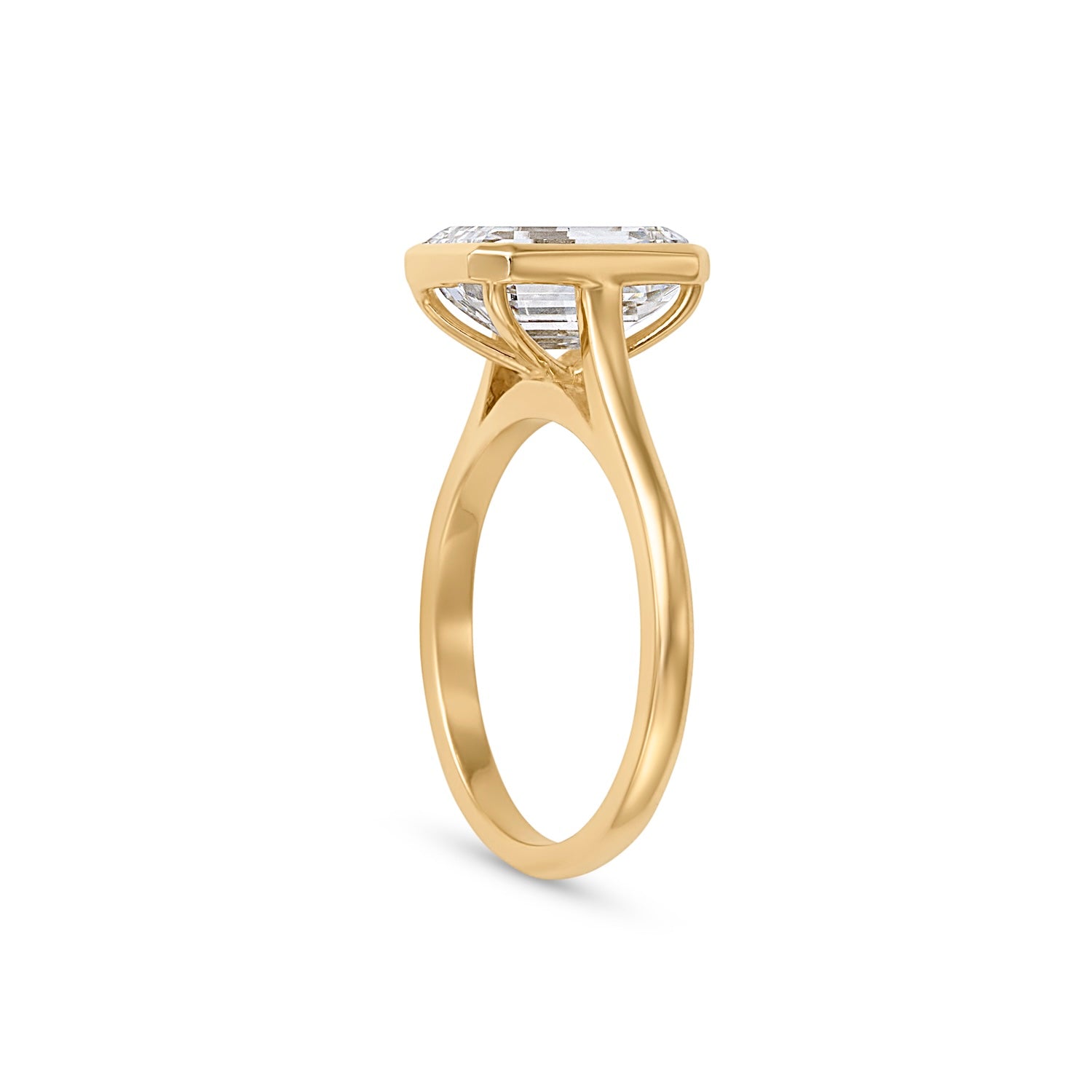 3.50CT Emerald Cut Bezel Solitaire Engagement Ring