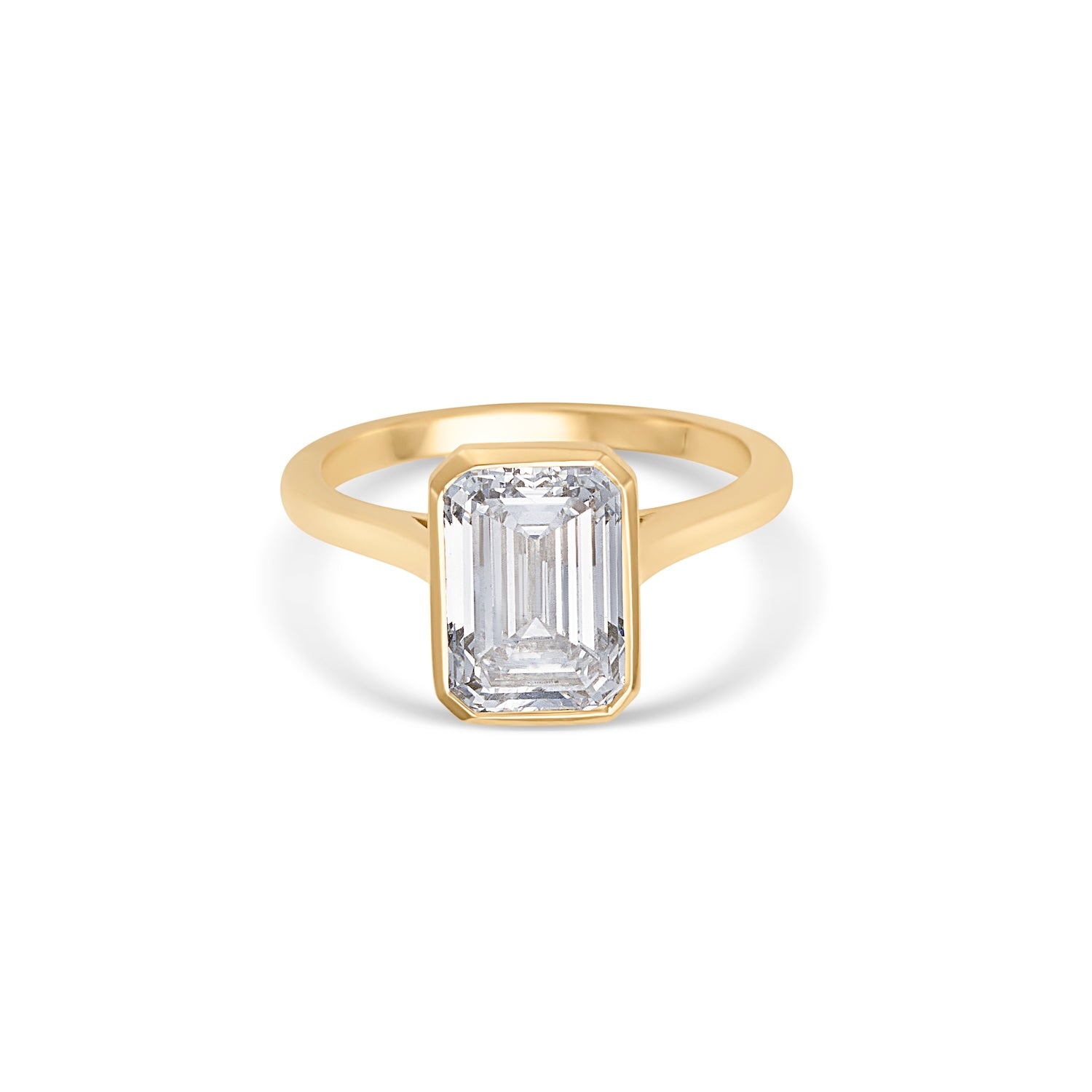3.50CT Emerald Cut Bezel Solitaire Engagement Ring