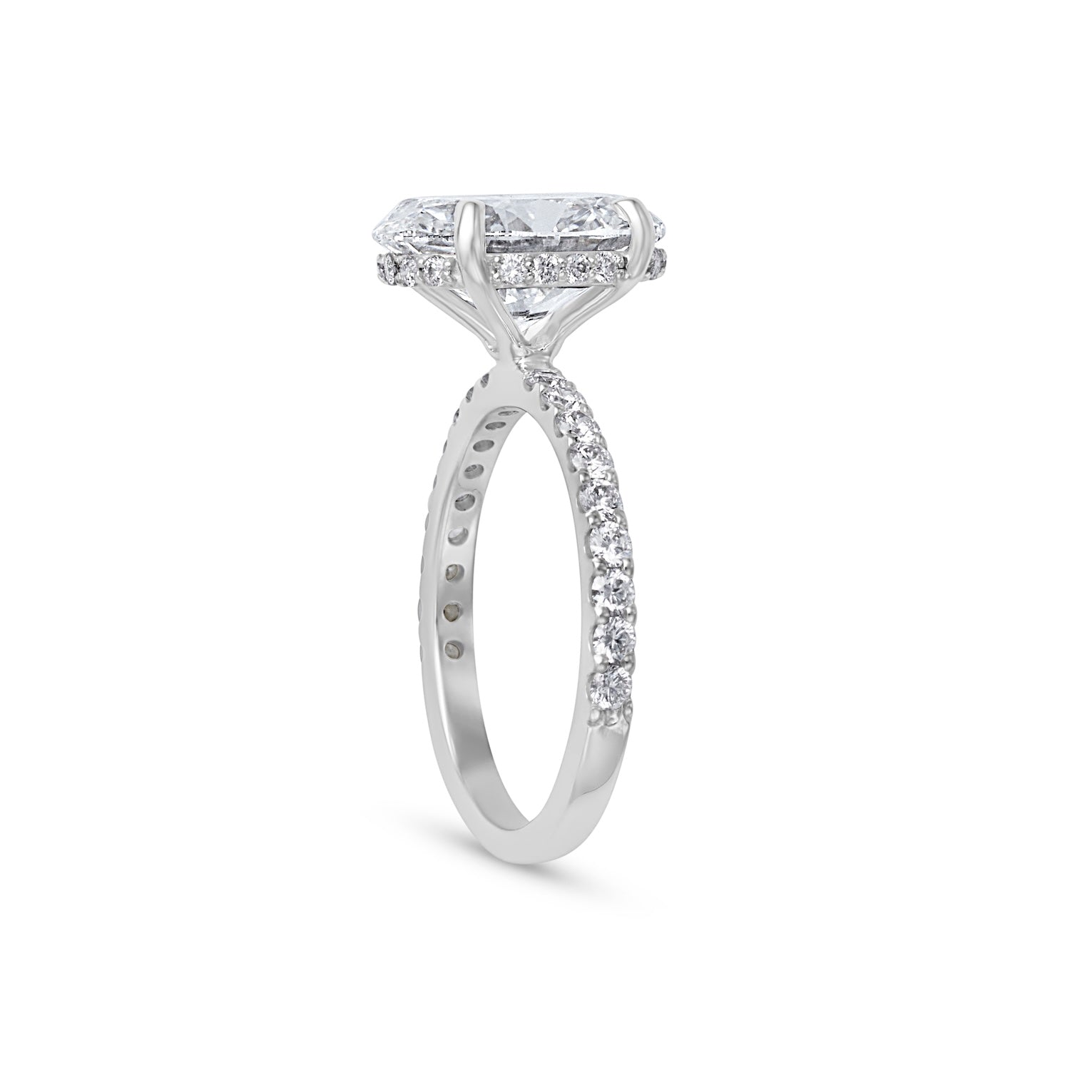 3.86CT Oval Cut Pave Solitaire Hidden Halo Engagement Ring