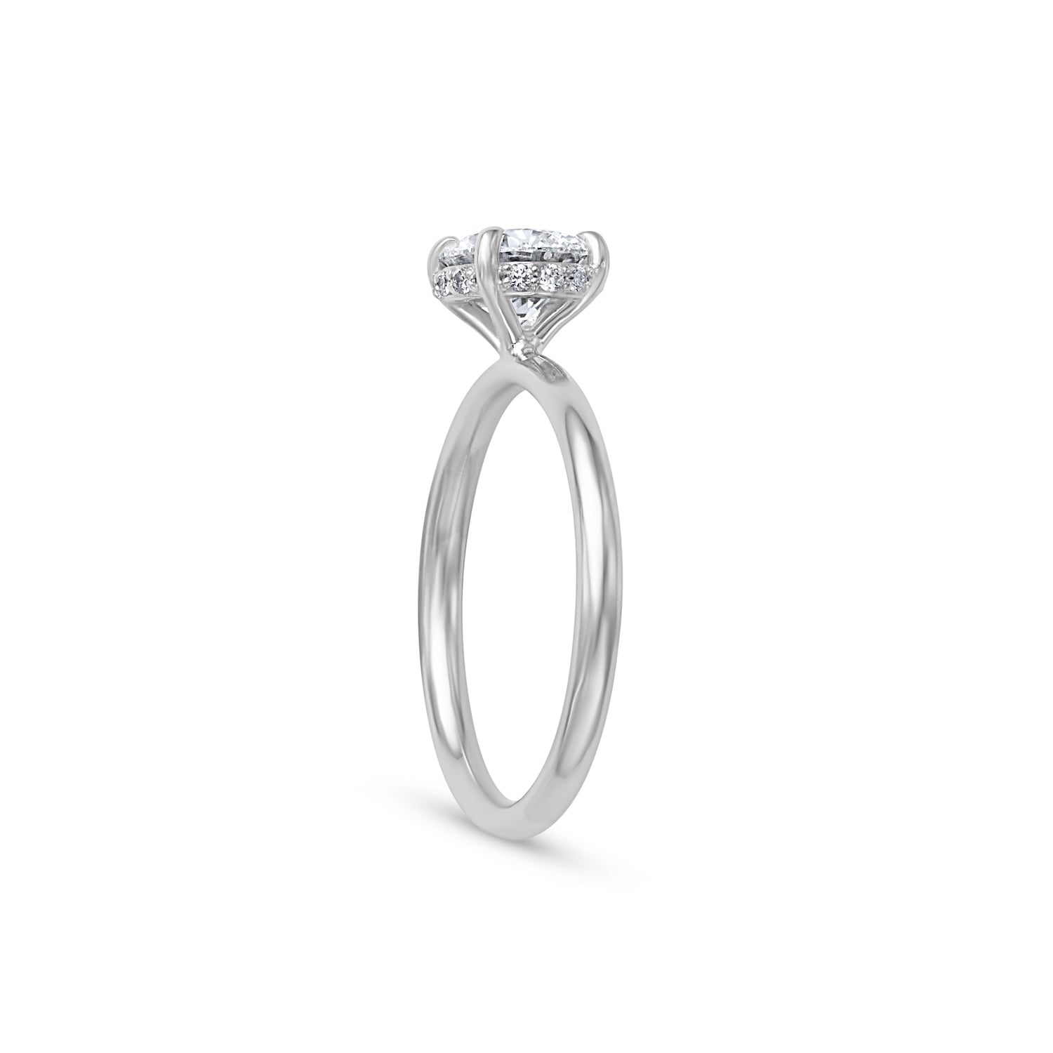 1.01CT Round Brilliant Cut Solitaire Hidden Halo Engagement Ring