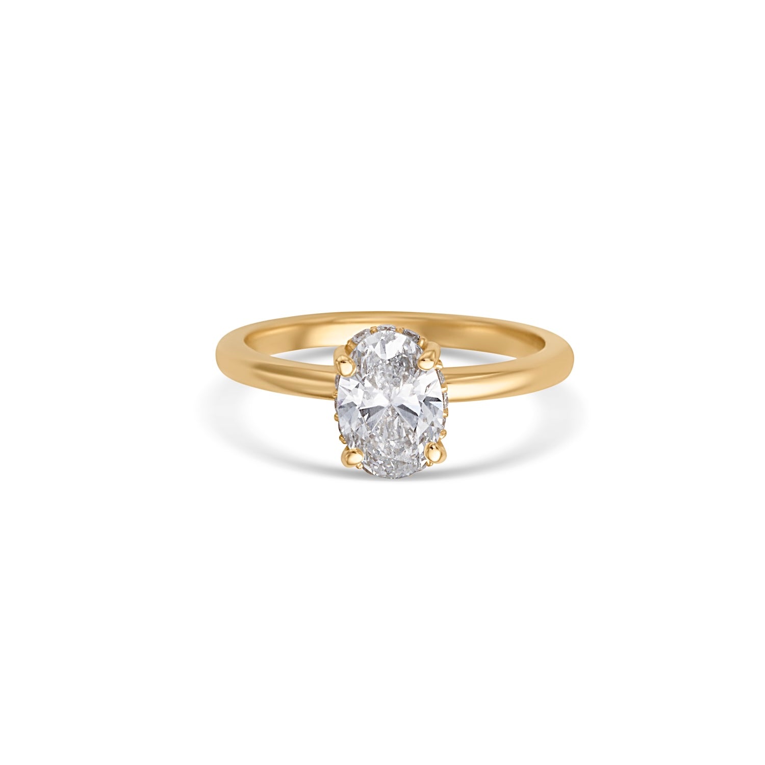 1.06CT Oval Cut Solitaire Hidden Halo Engagement Ring