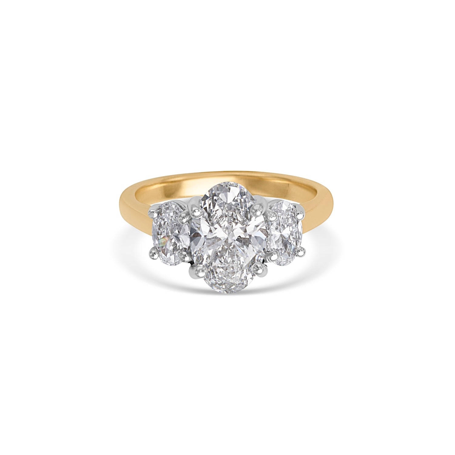 2.06CT Oval Cut Three Stone Engagement Ring With Oval Side Stones