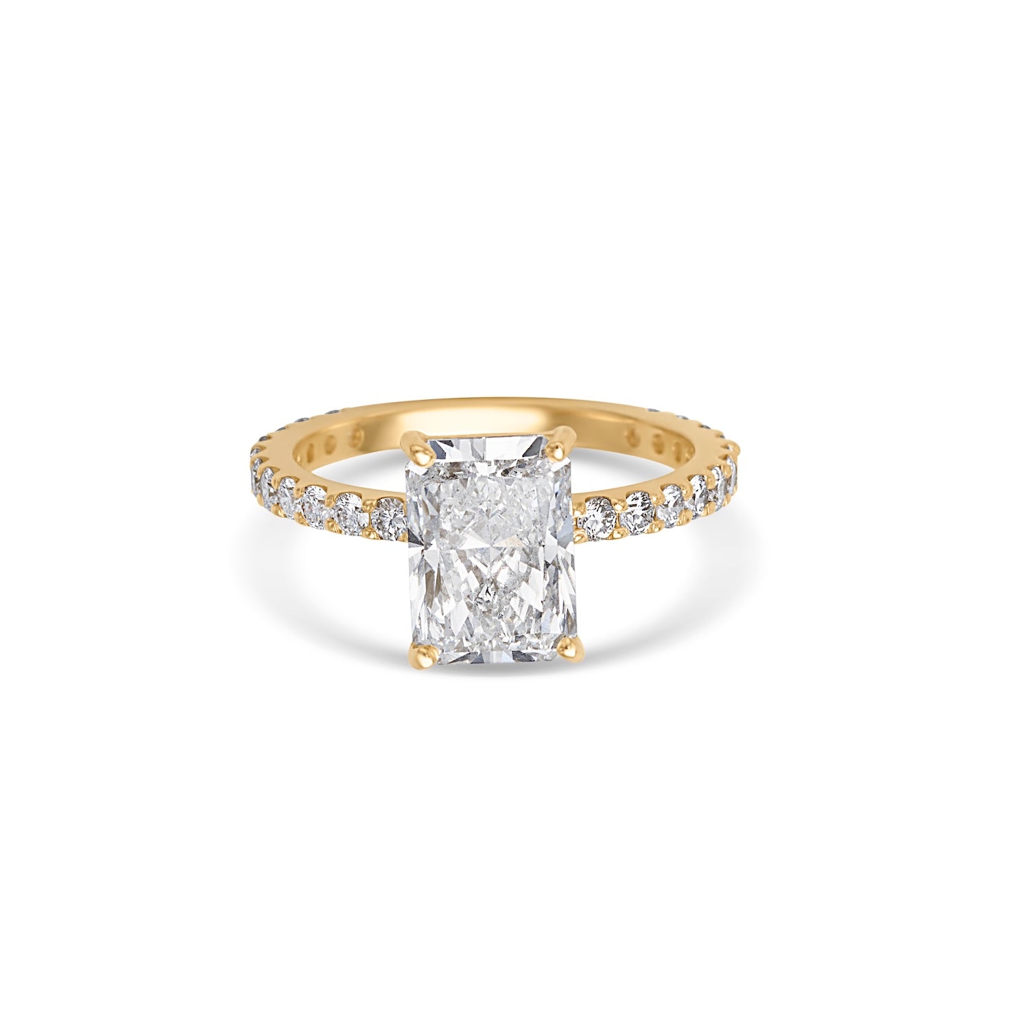 2.51CT Radiant Cut Pave Solitaire Engagement Ring