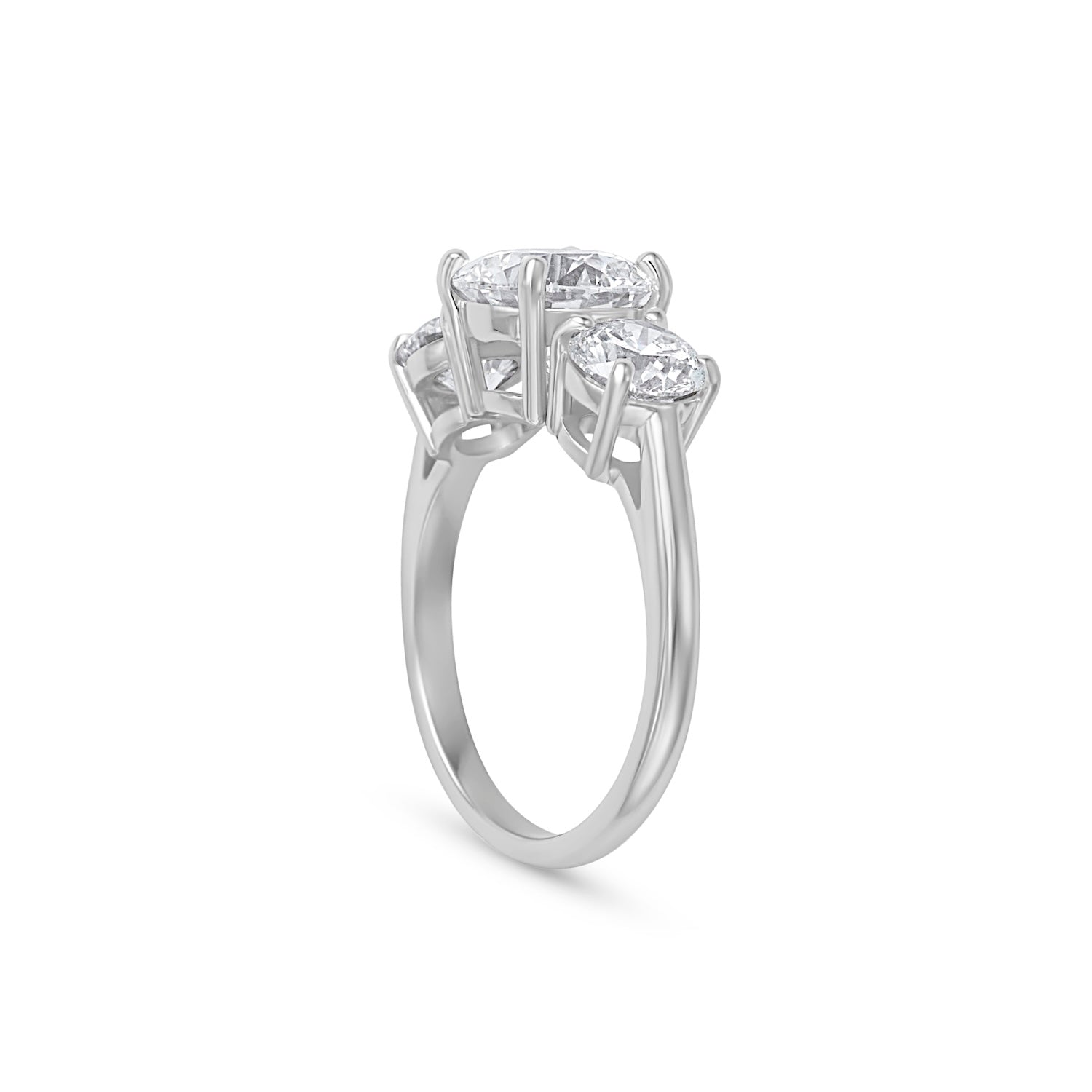 2.02CT Round Brilliant Cut Three Stone Engagement Ring With Round Side Stones