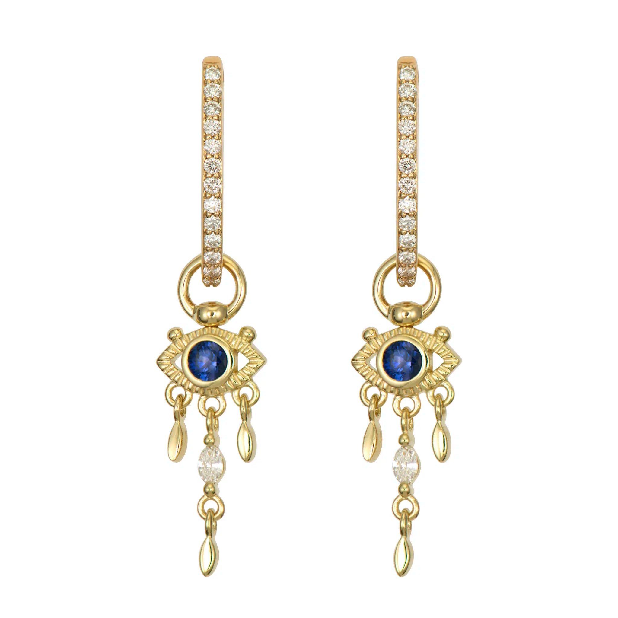 14KY Open Evil Eye Ear Charms