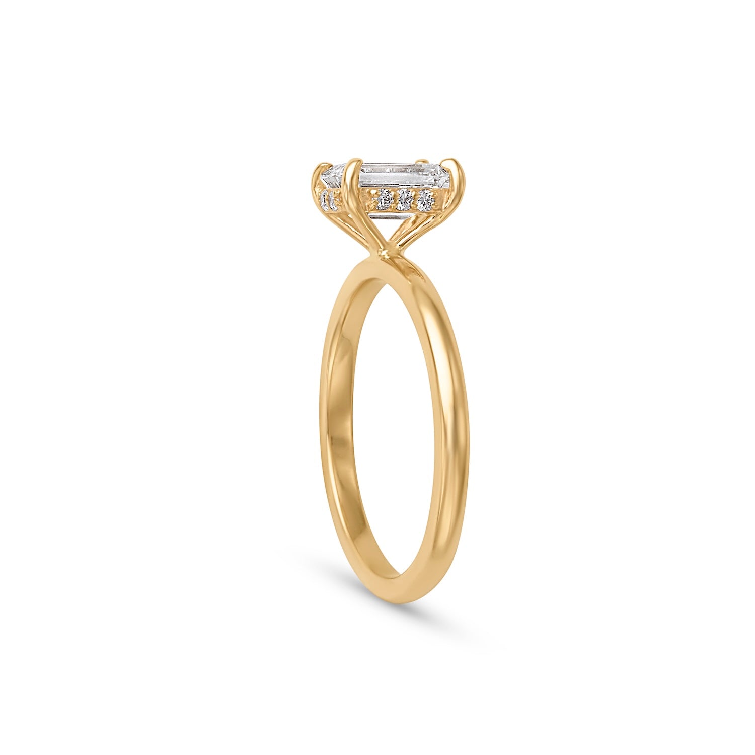 1.0CT Emerald Cut Solitaire Hidden Halo Engagement Ring