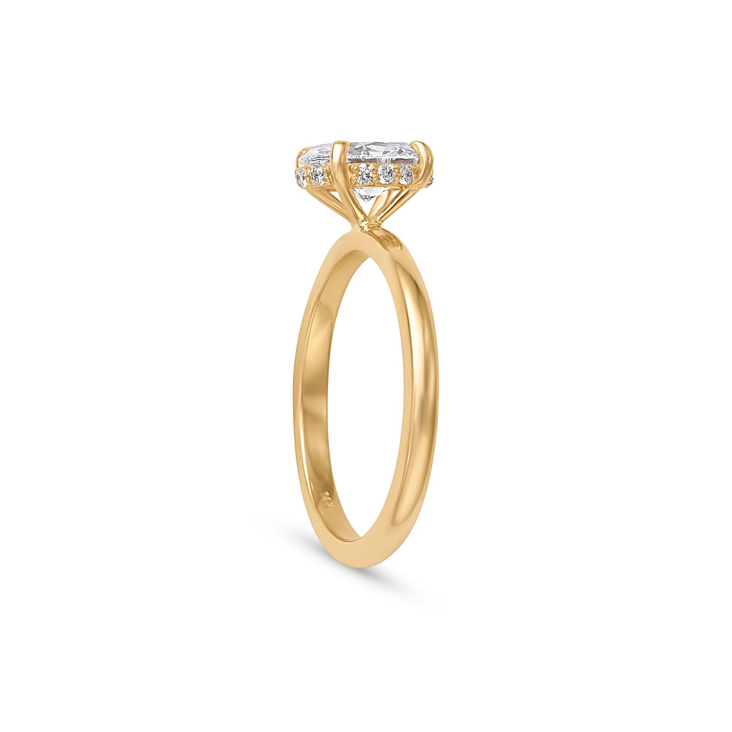 1.06CT Oval Cut Solitaire Hidden Halo Engagement Ring