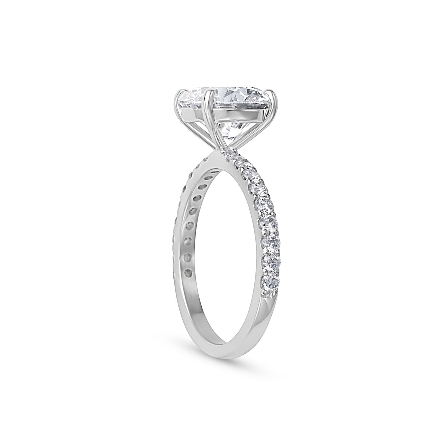 3.07CT Round Brilliant Cut Pave Solitaire Engagement Ring