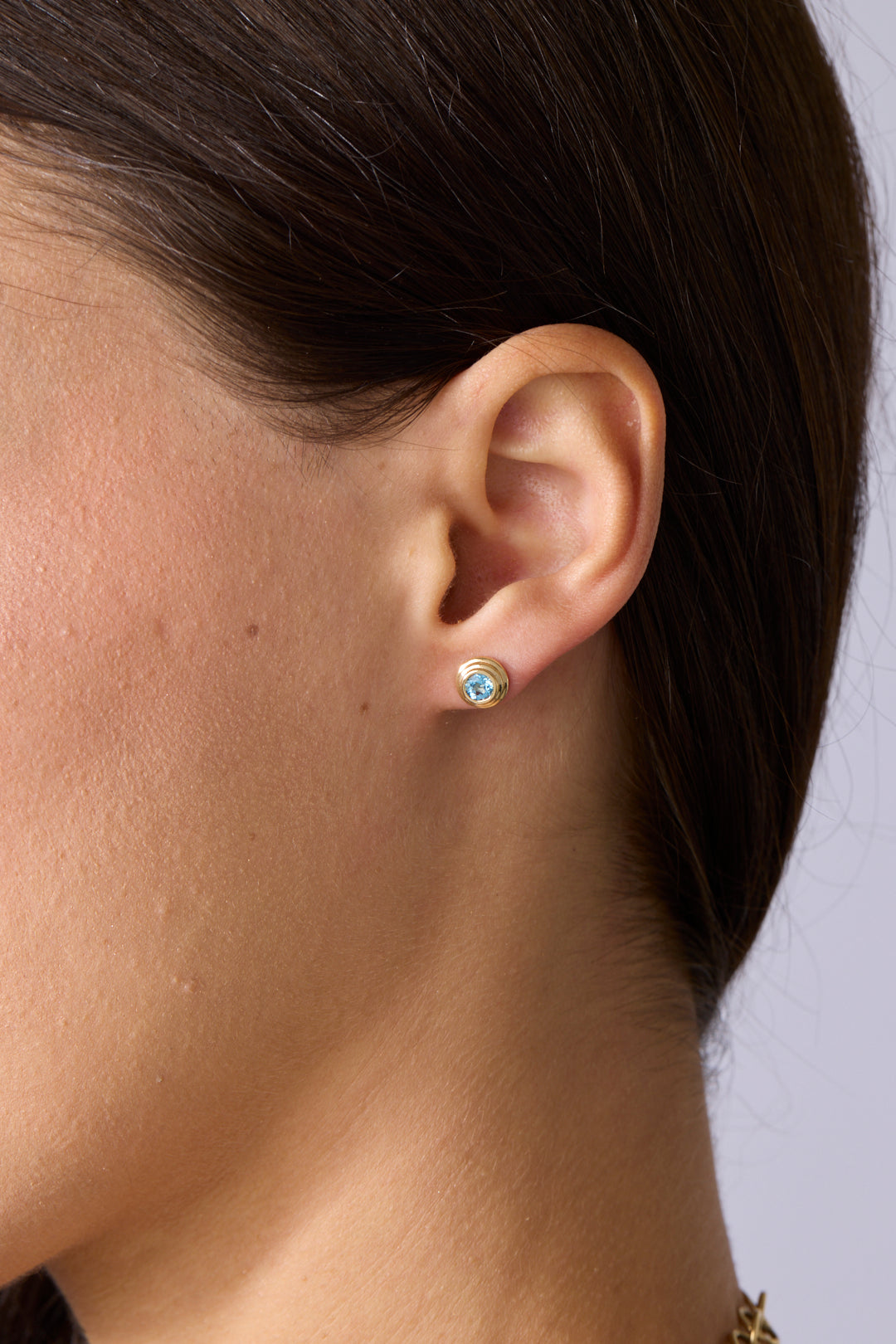 14KY Triple Bezel Swiss Blue Topaz