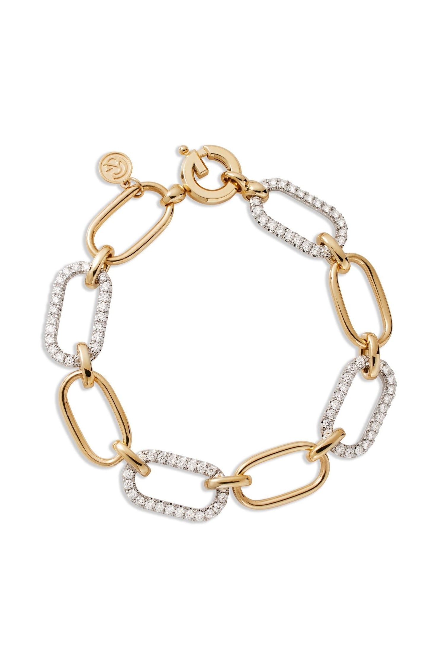 14KY Hollow Tube Link Diamond Bracelet-Bracelets-Gabriel & Co.-Susan Saffron Jewelry