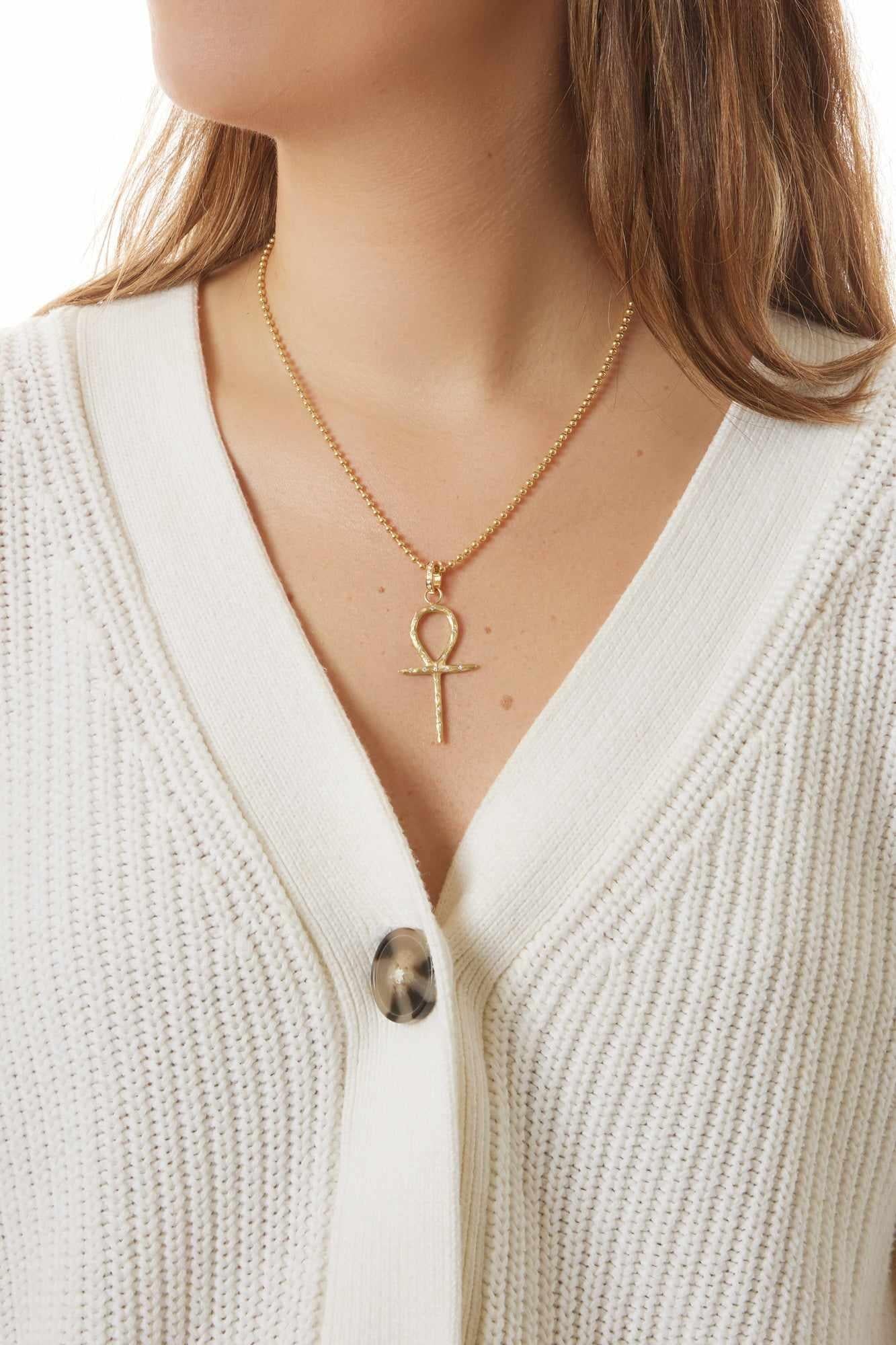 18KY Key of Life Cross