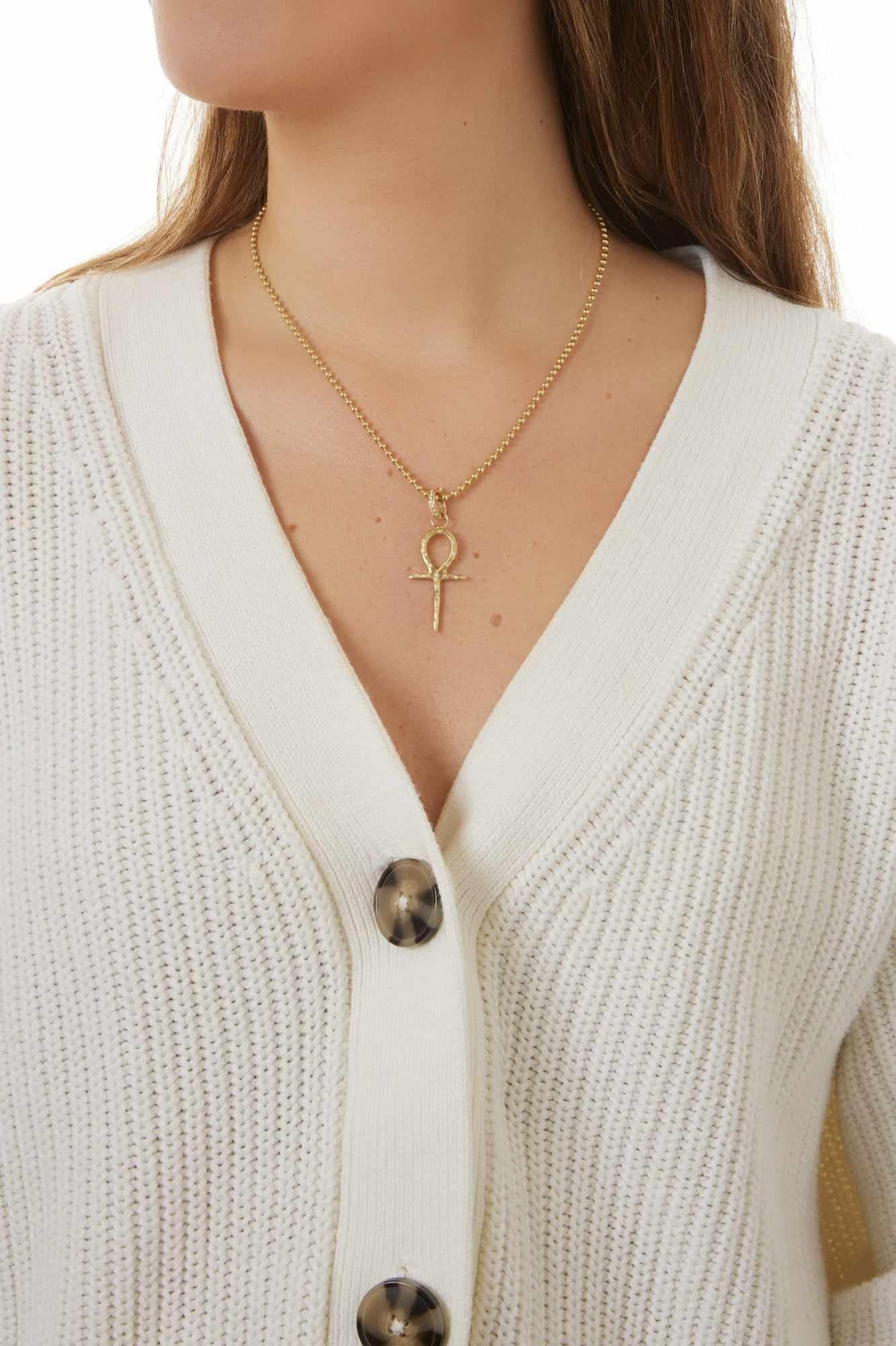 18KY Key of Life Cross