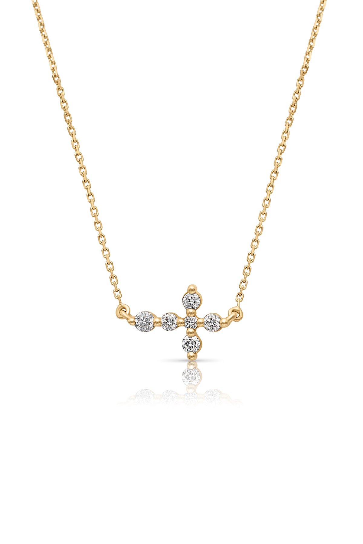 14KY Tiny Prong Diamond Cross