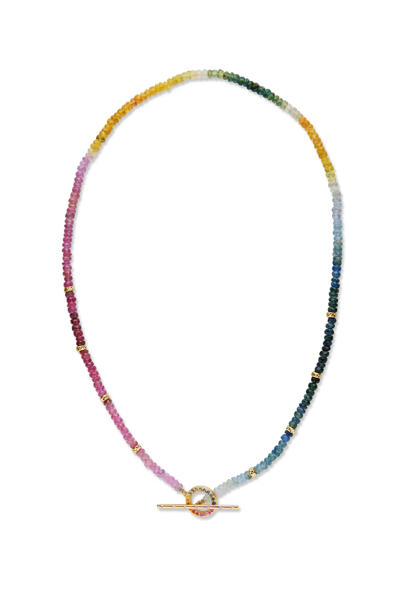 Sparkling Sea Ombre Sapphire and Gold Beaded Necklace