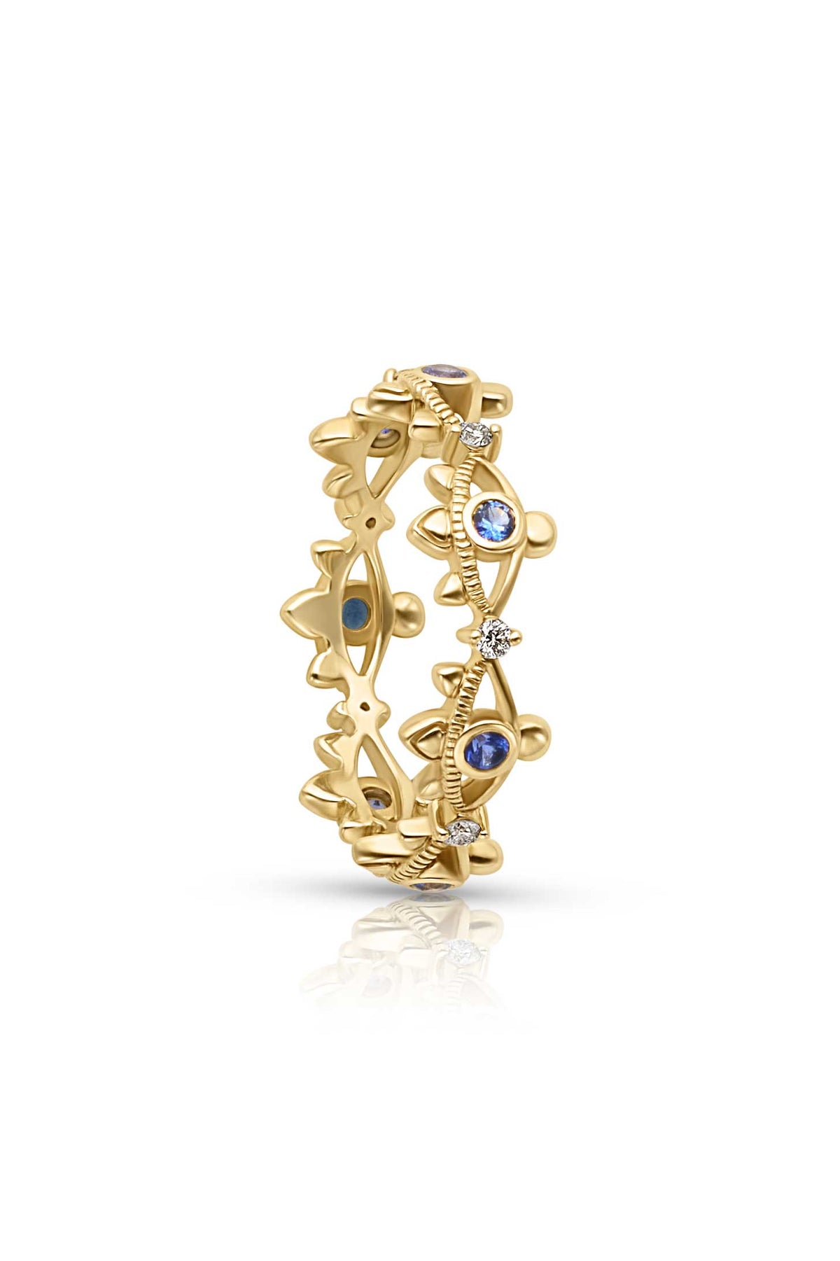 14KY Sapphire and Diamond Evil Eye Band
