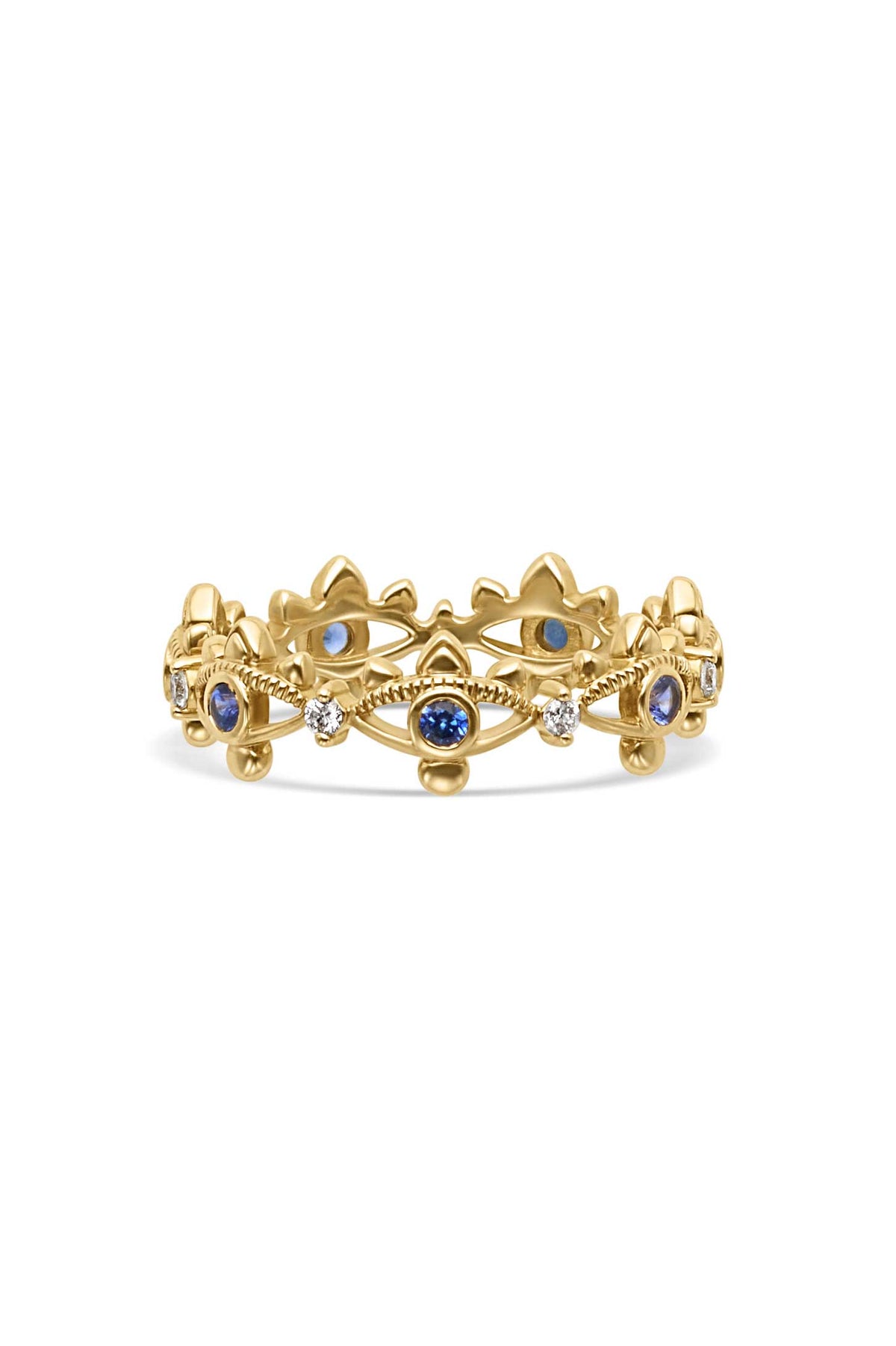 14KY Sapphire and Diamond Evil Eye Band