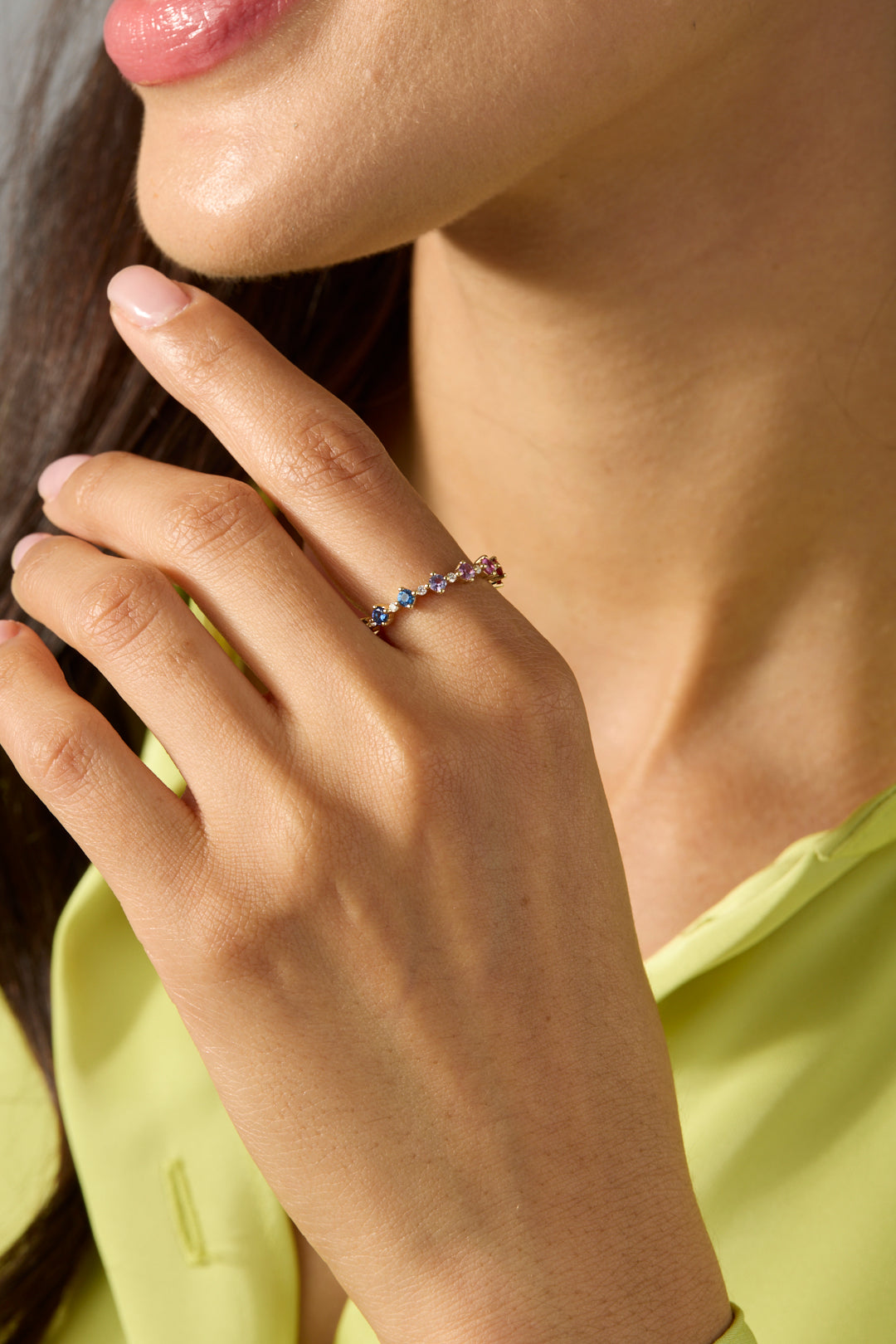 14KY Love Always Rainbow Sapphire Ring
