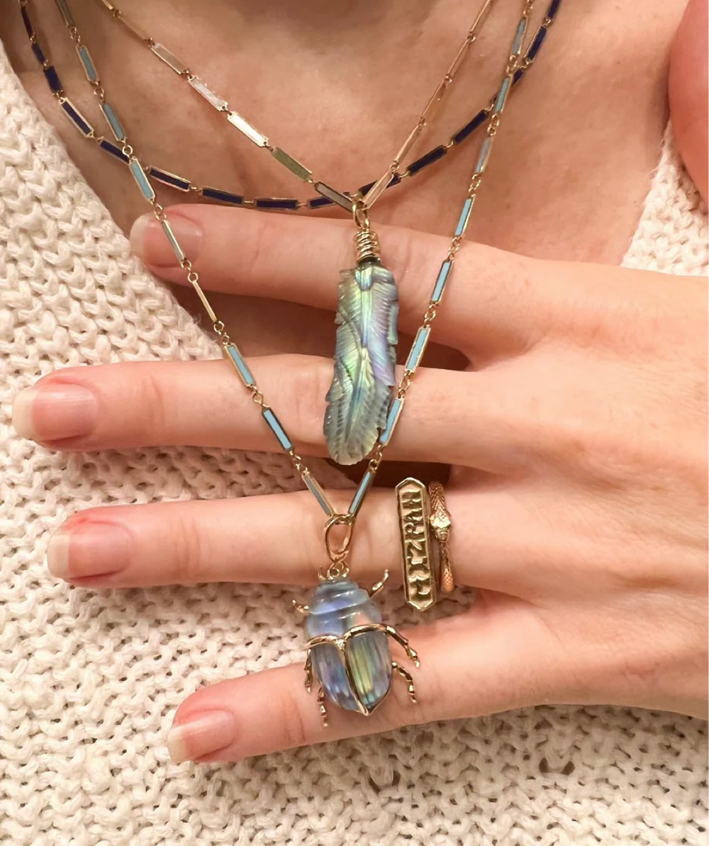 14KY Turquoise Link Shimmer Chain