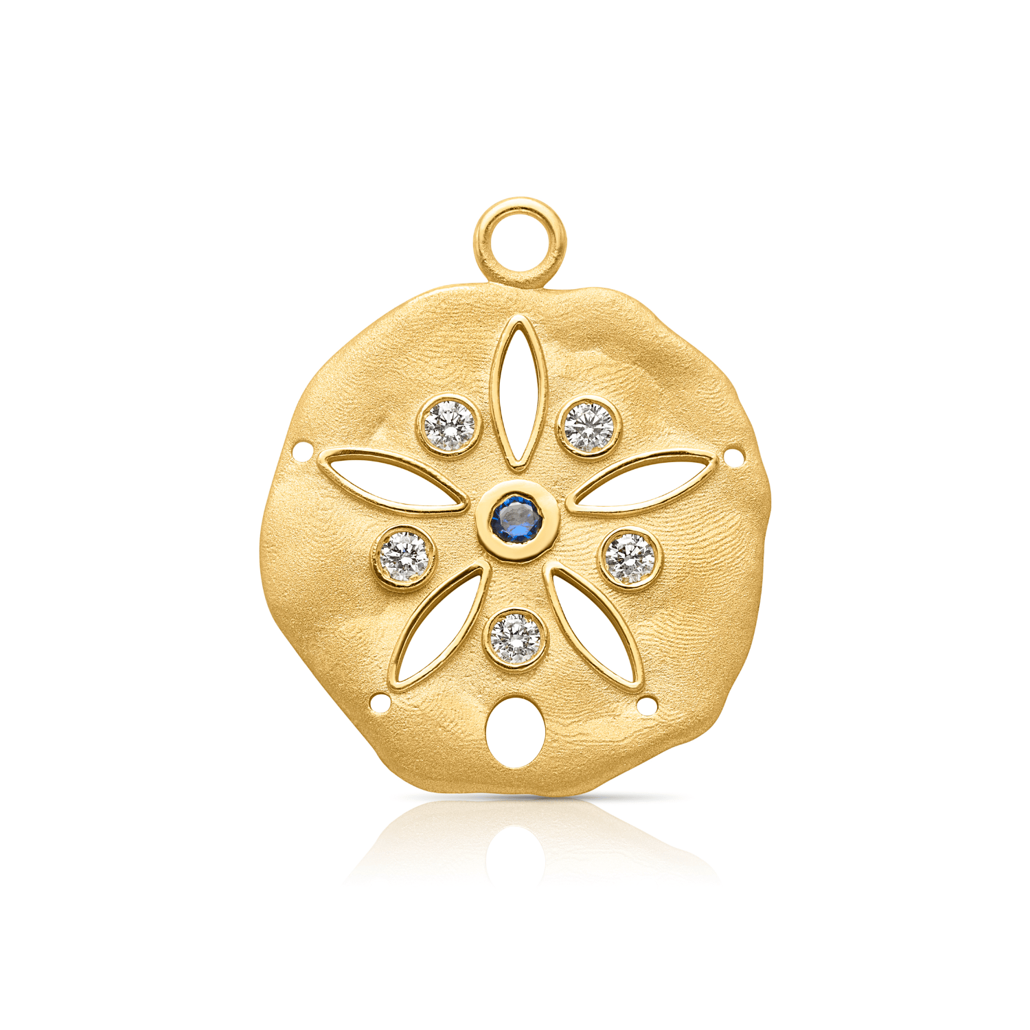 18KY Sand Dollar with Diamond and Sapphire