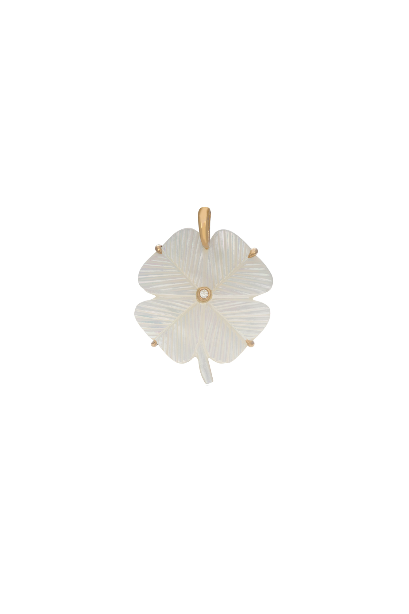 White Mother of Pearl Clover Charm