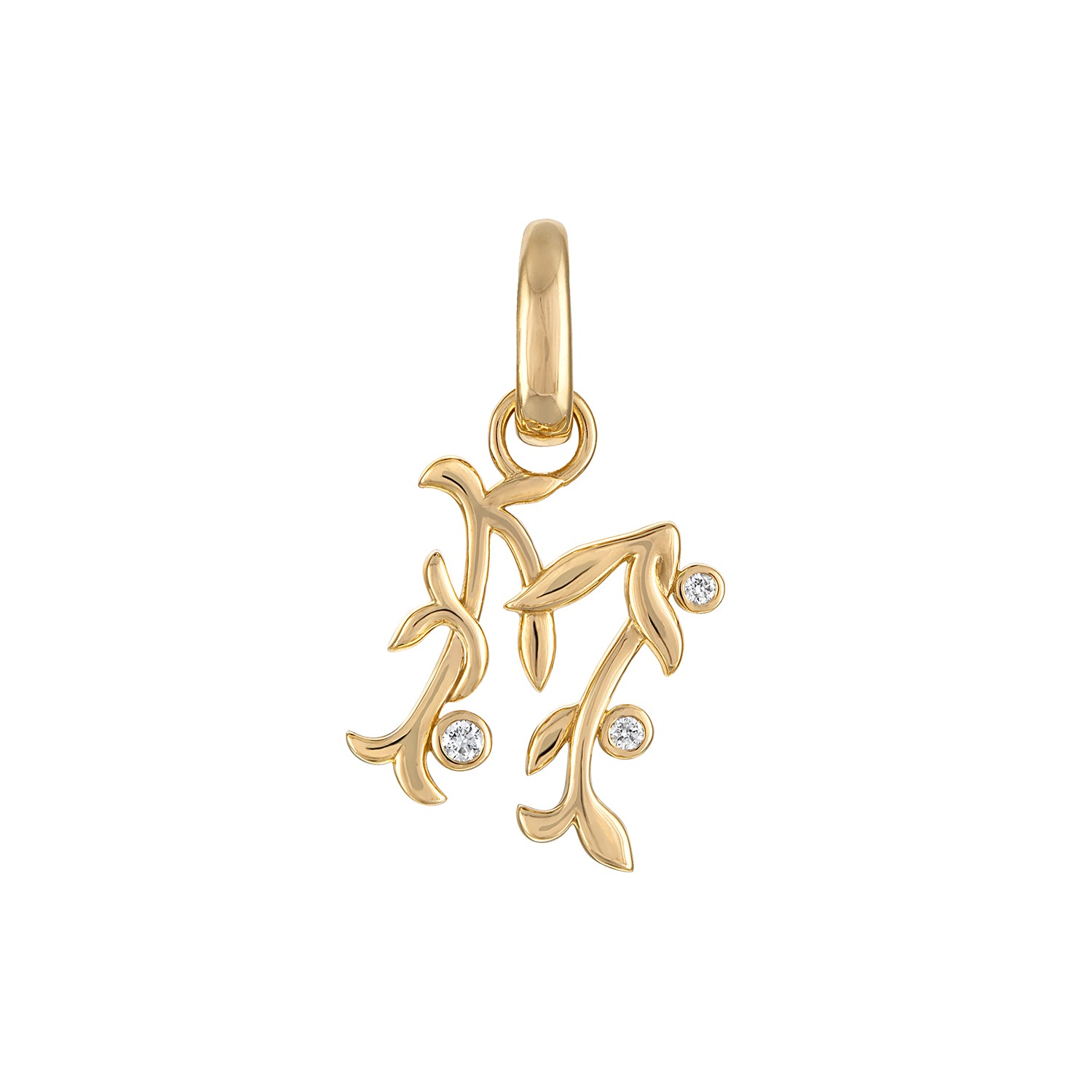 14KY Diamond Vine M Initial Charm