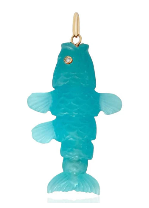 Articulated Fish in Pacific Blue Chalcedony
