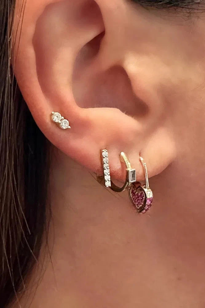 14KY Unlock Love Heart Lock Hoop Earrings