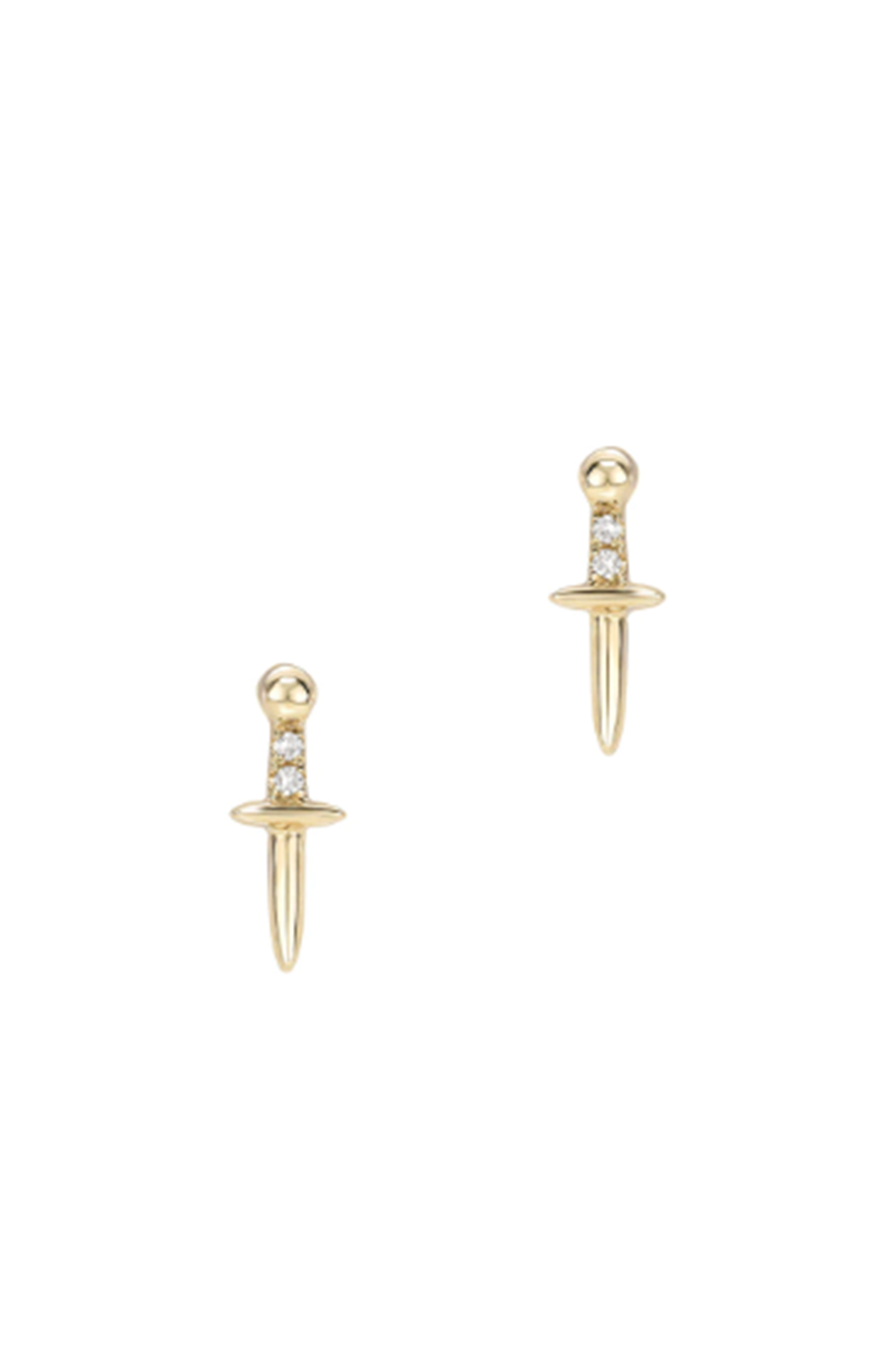 14KY Mini Dagger Pave Earrings