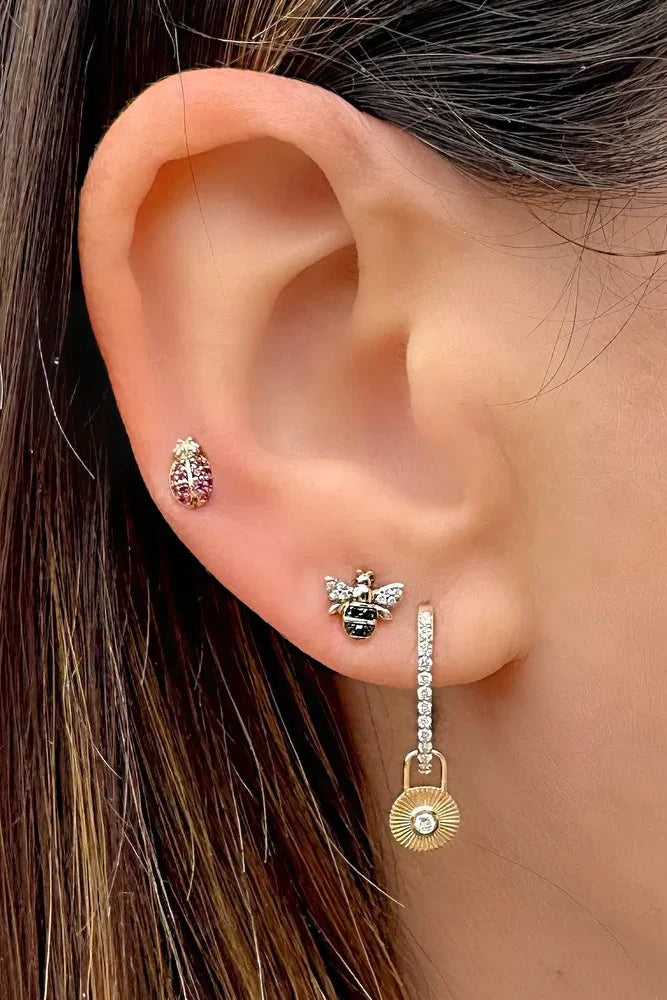 14KY Pave Ladybug Studs