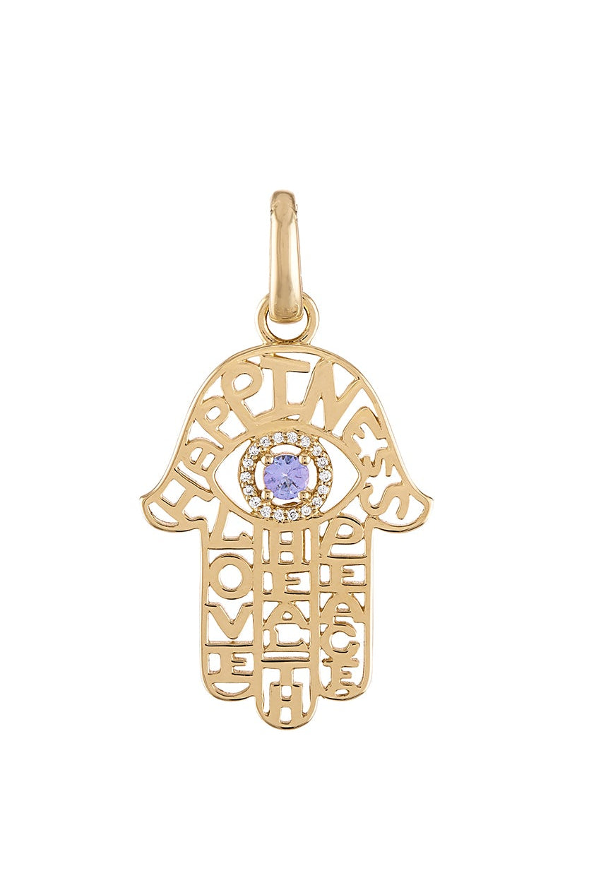 14KY Hamsa Tanzanite Pendant-Charms-Eden Presley-Susan Saffron Jewelry