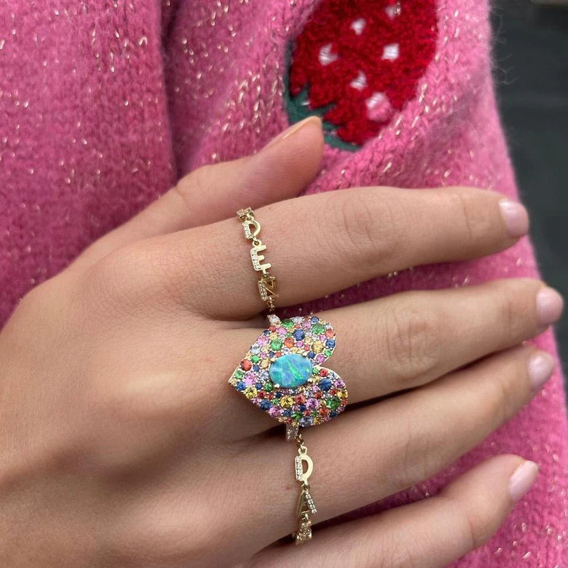14KY Love Luck Rainbow Ring