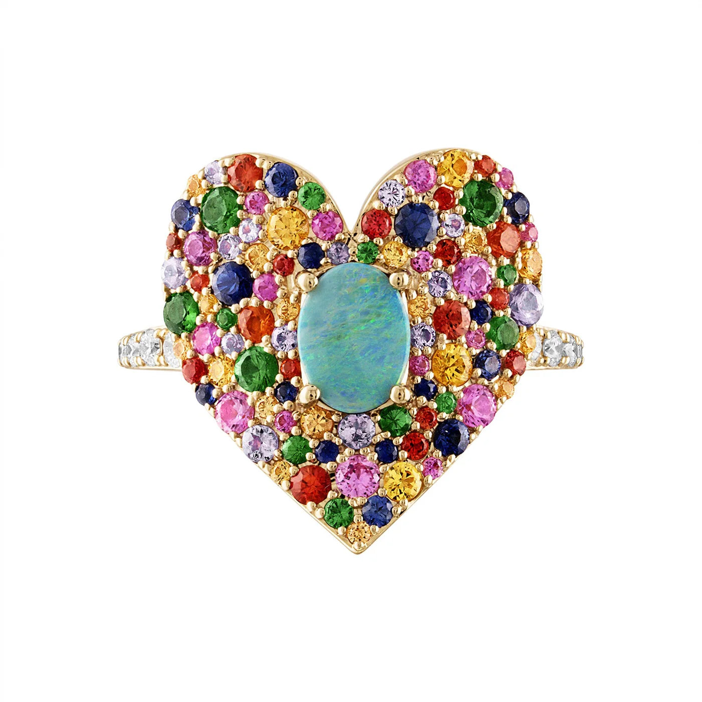 14KY Love Luck Rainbow Ring