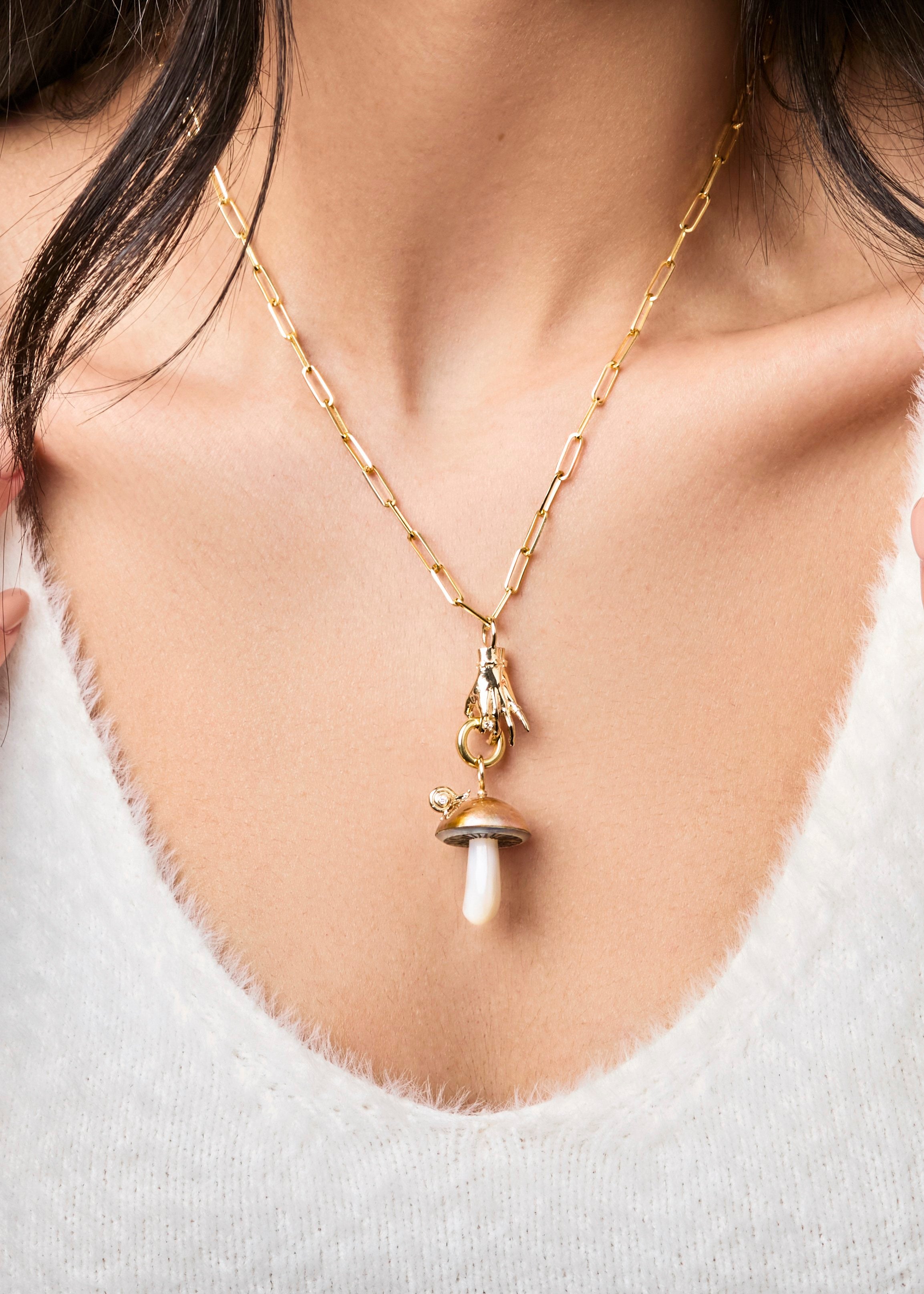 14KY Copper Mabe Pearl Mushroom With Snail