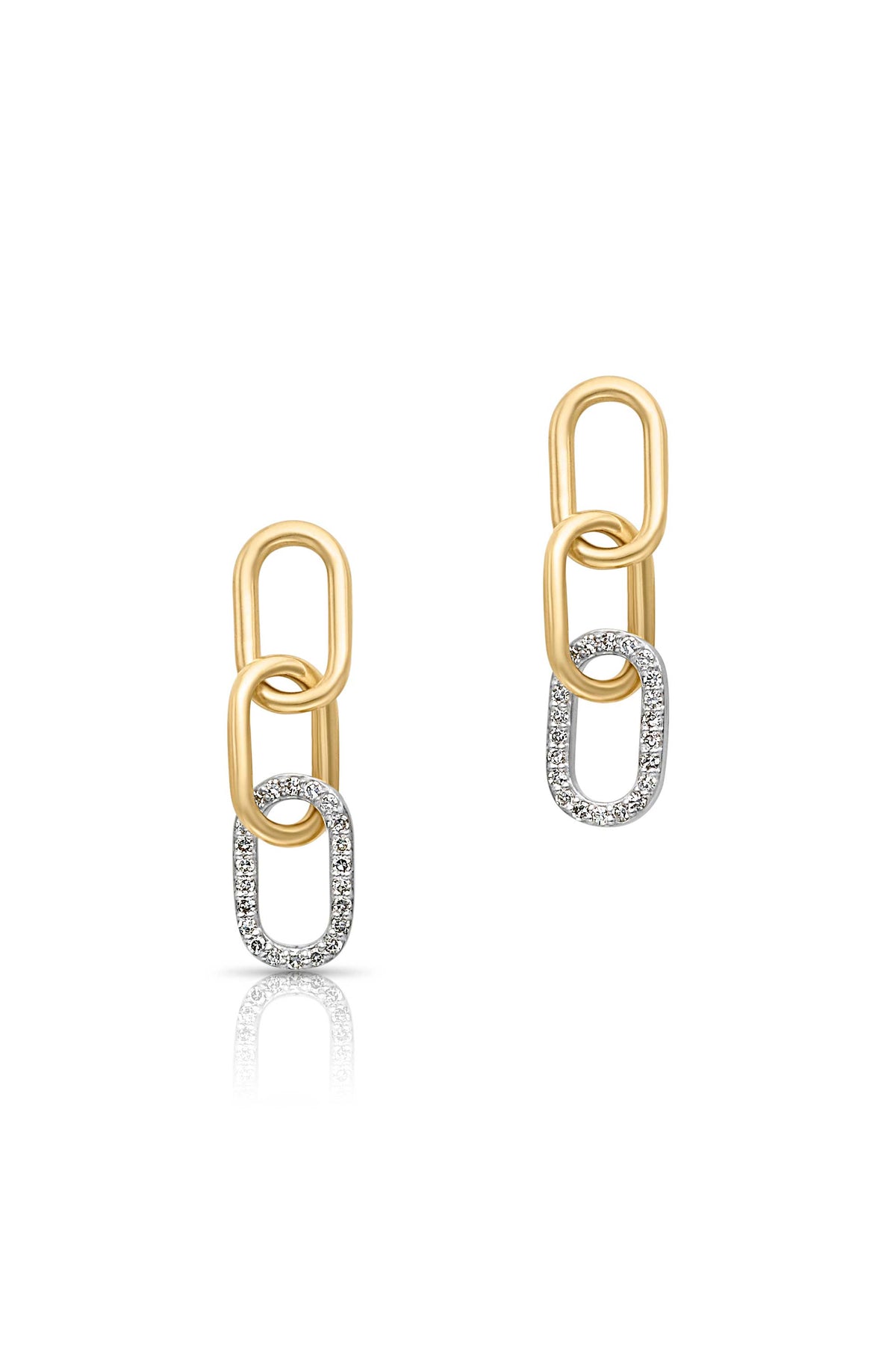 14KY Link Earring with Pave Diamonds