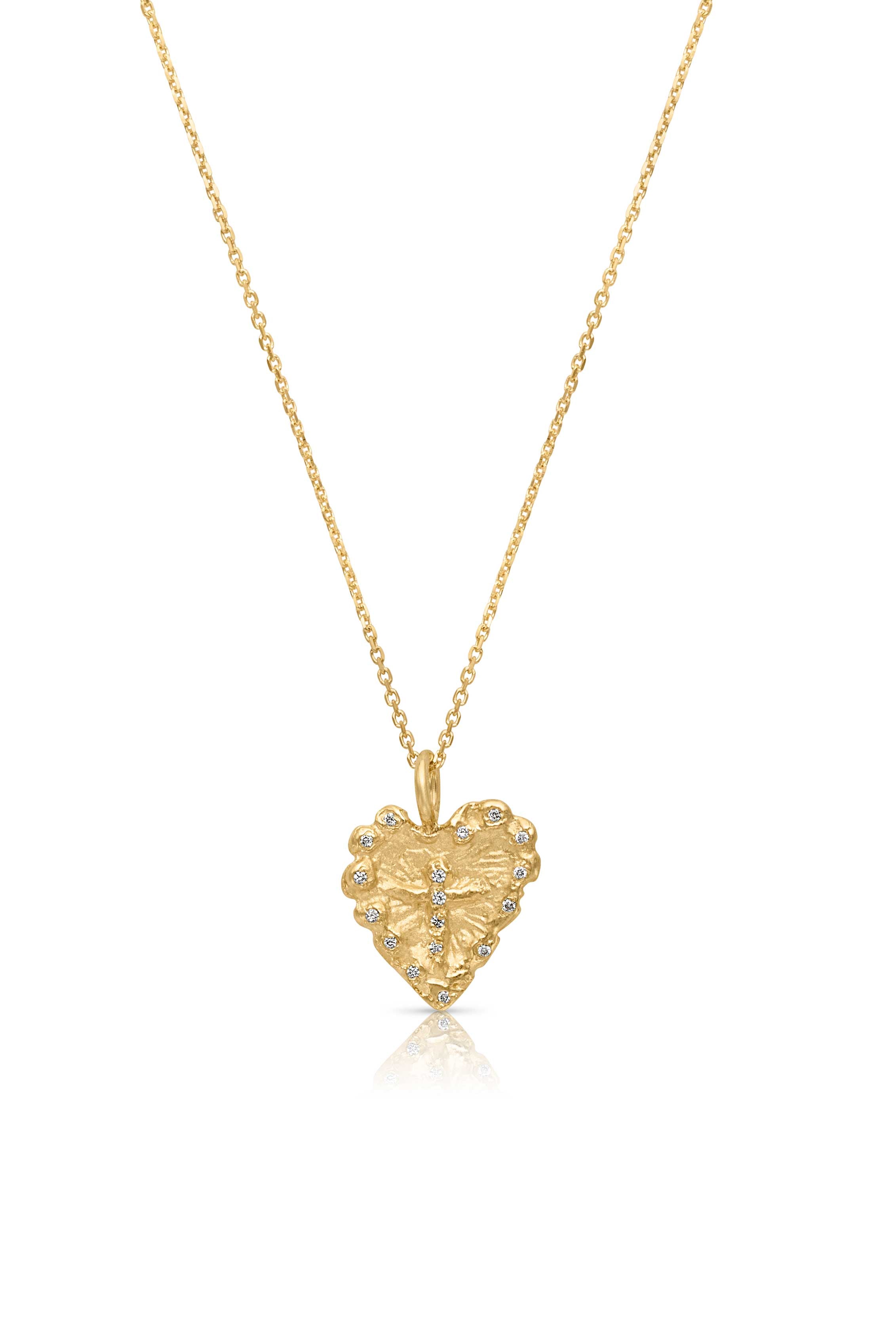 18KY Hammered Heart Mini Necklace