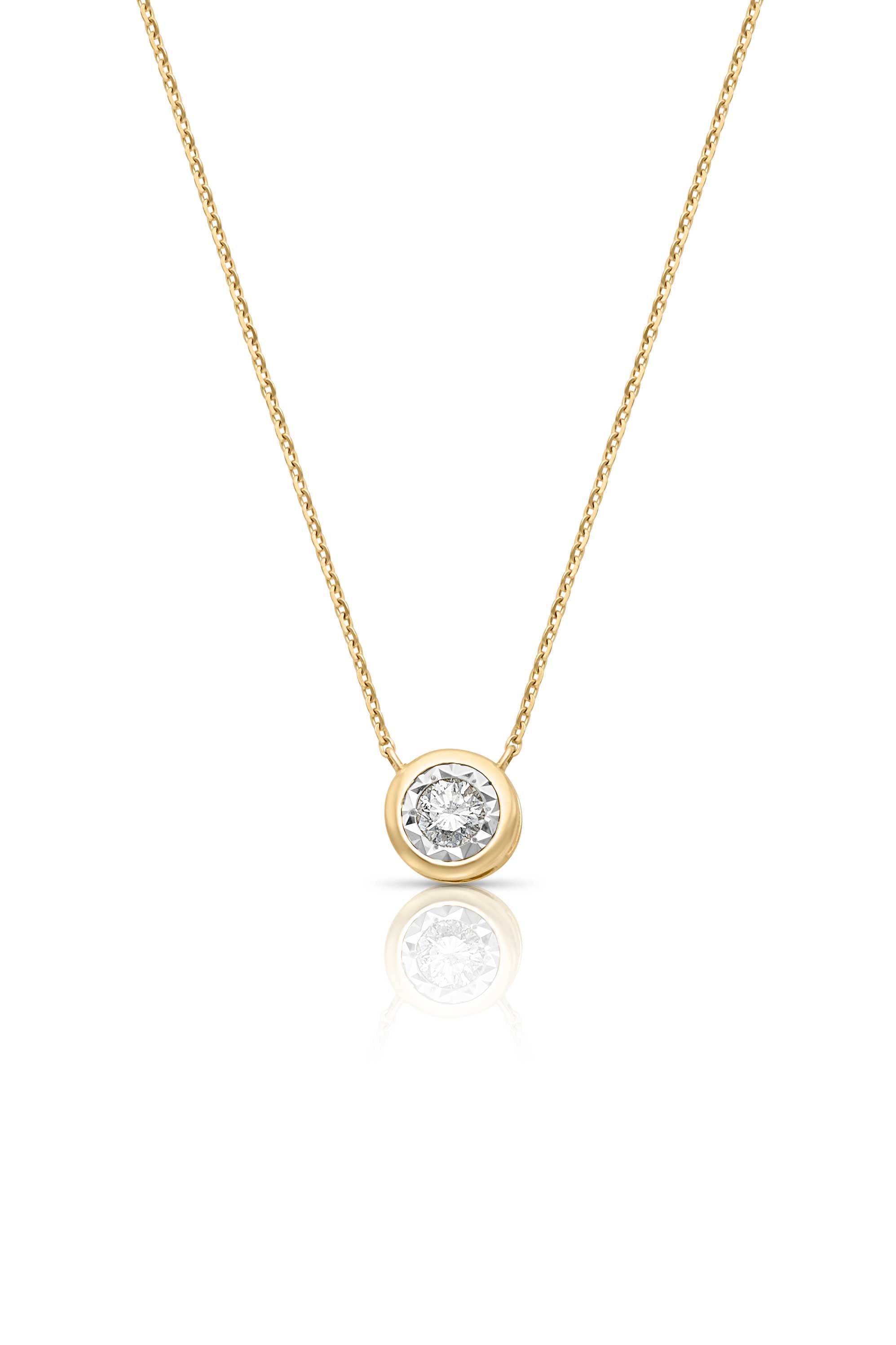 14KY Illusion Set Diamond Solitaire Necklace