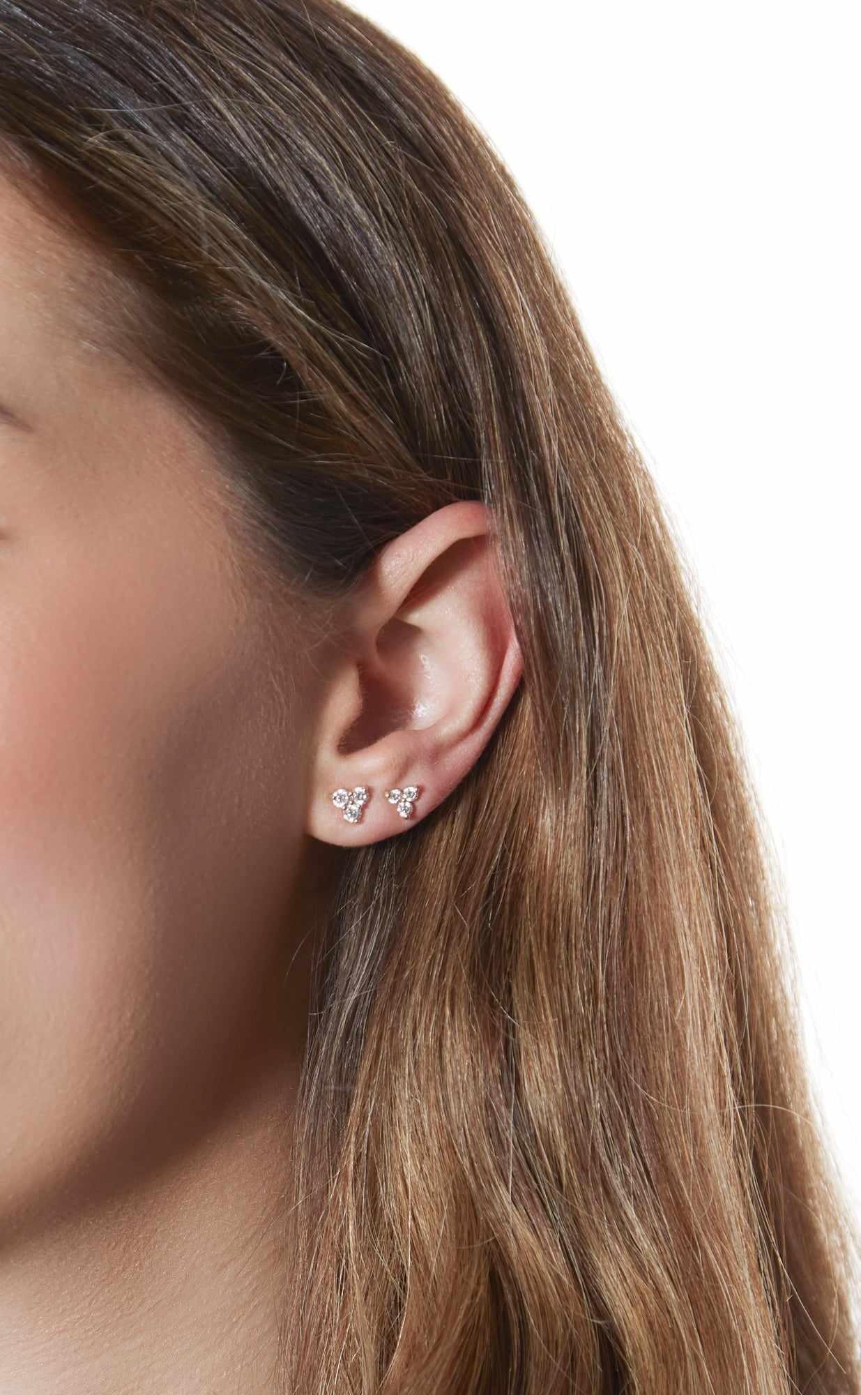 14KY Extra Large Diamond Trio Stud