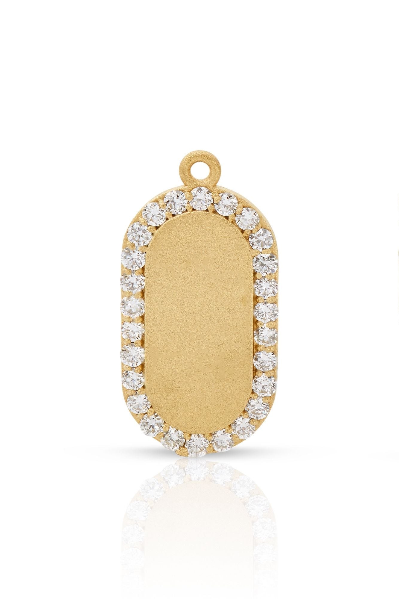 18KY Oval Engravable Disc with Diamonds