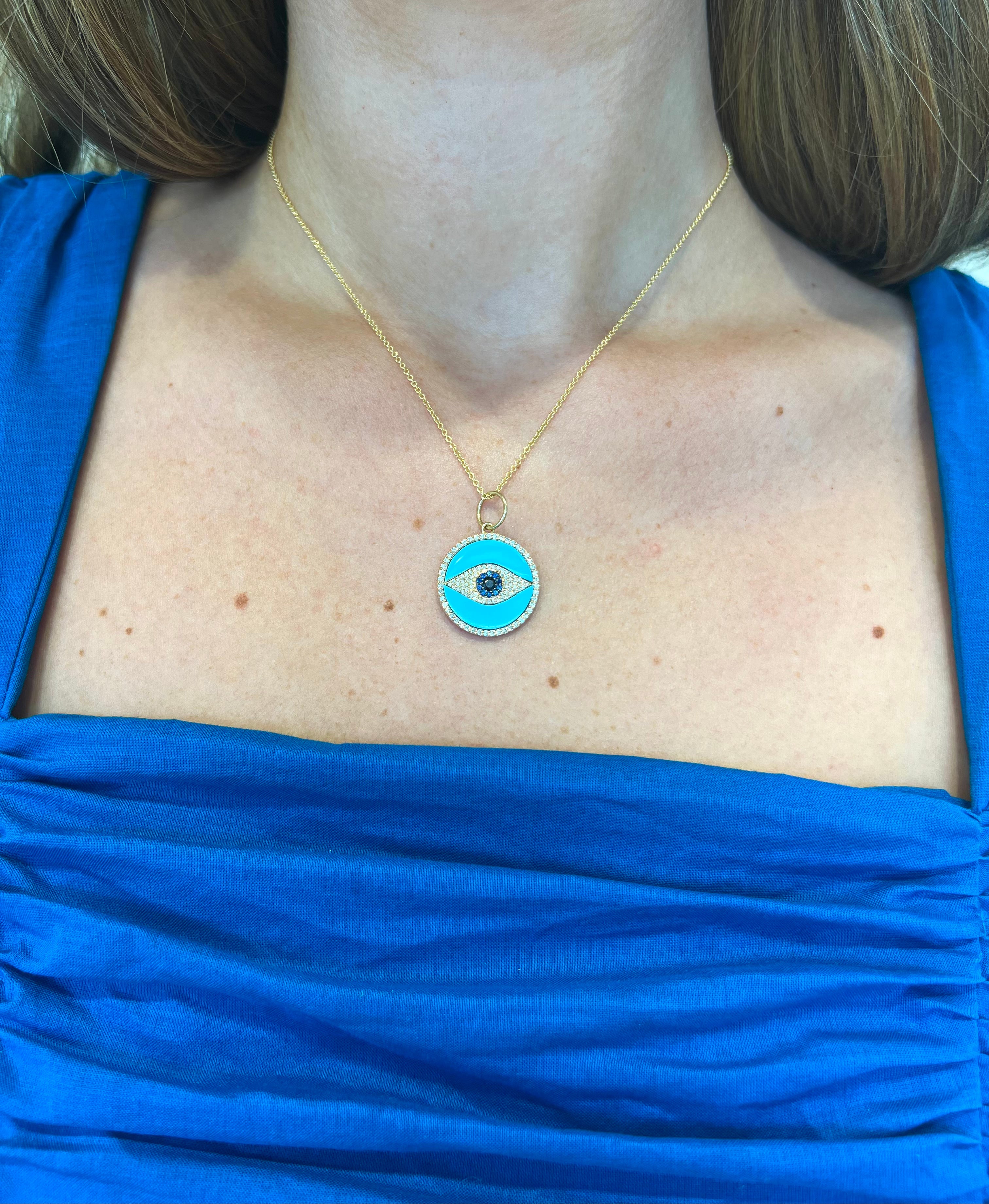 14KY Turquoise and Pave Eye Charm