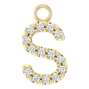 14K Diamond Letter Necklace-Neckaces-Saffron Jewelry-14K Yellow Gold-Susan Saffron Jewelry