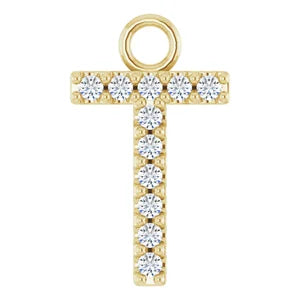 14K Diamond Letter Necklace-Neckaces-Saffron Jewelry-14K Yellow Gold-Susan Saffron Jewelry