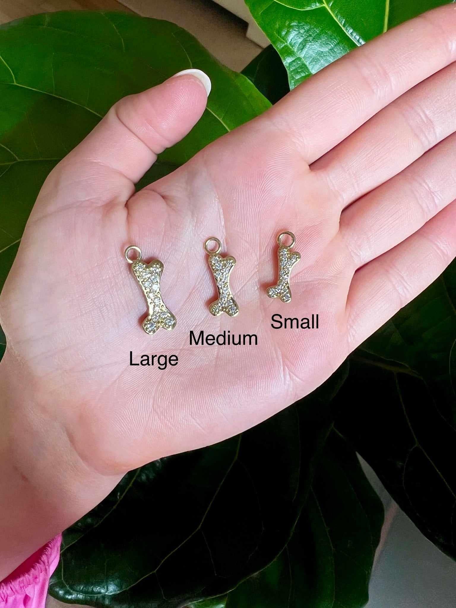 18KY Pave Dog Bone Charm