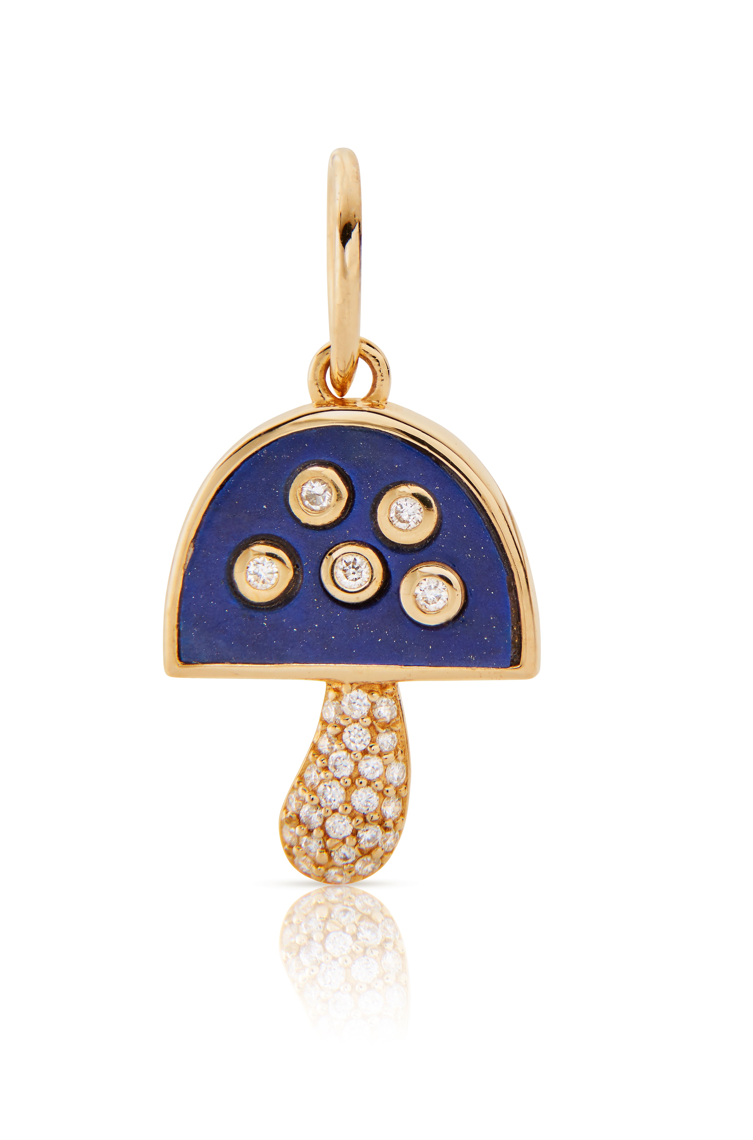 14KY Lapis Mushroom Charm