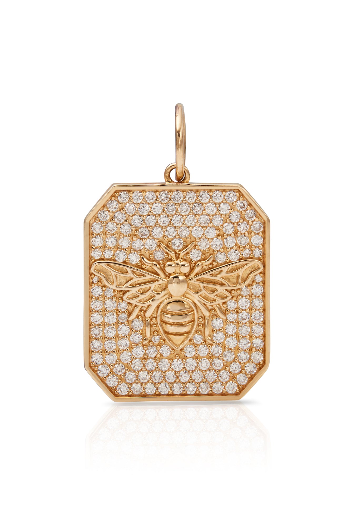 14KY Rectangle Pave Bee Charm