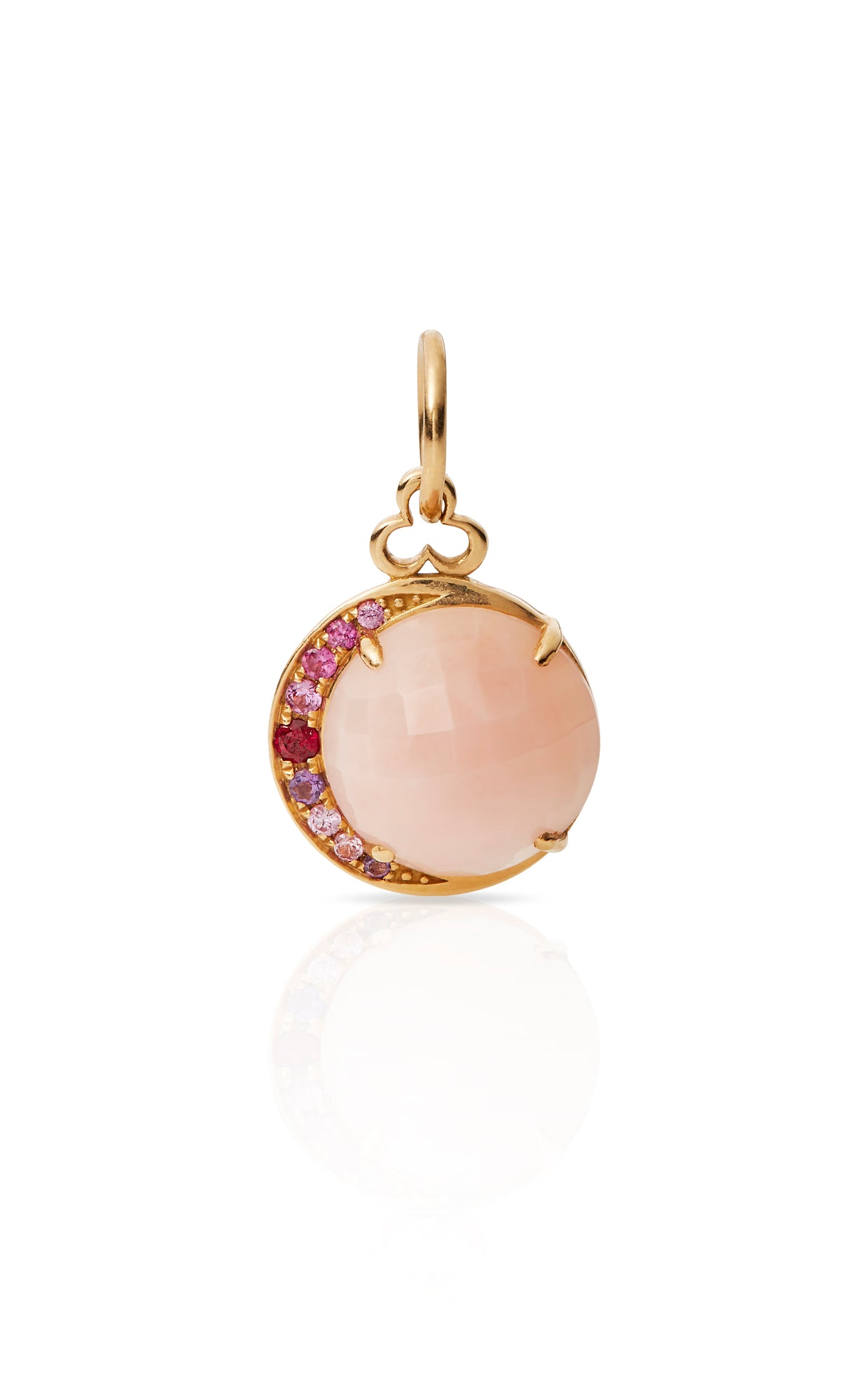 18KY Pink Opal Moon Charm with Pink Sapphires