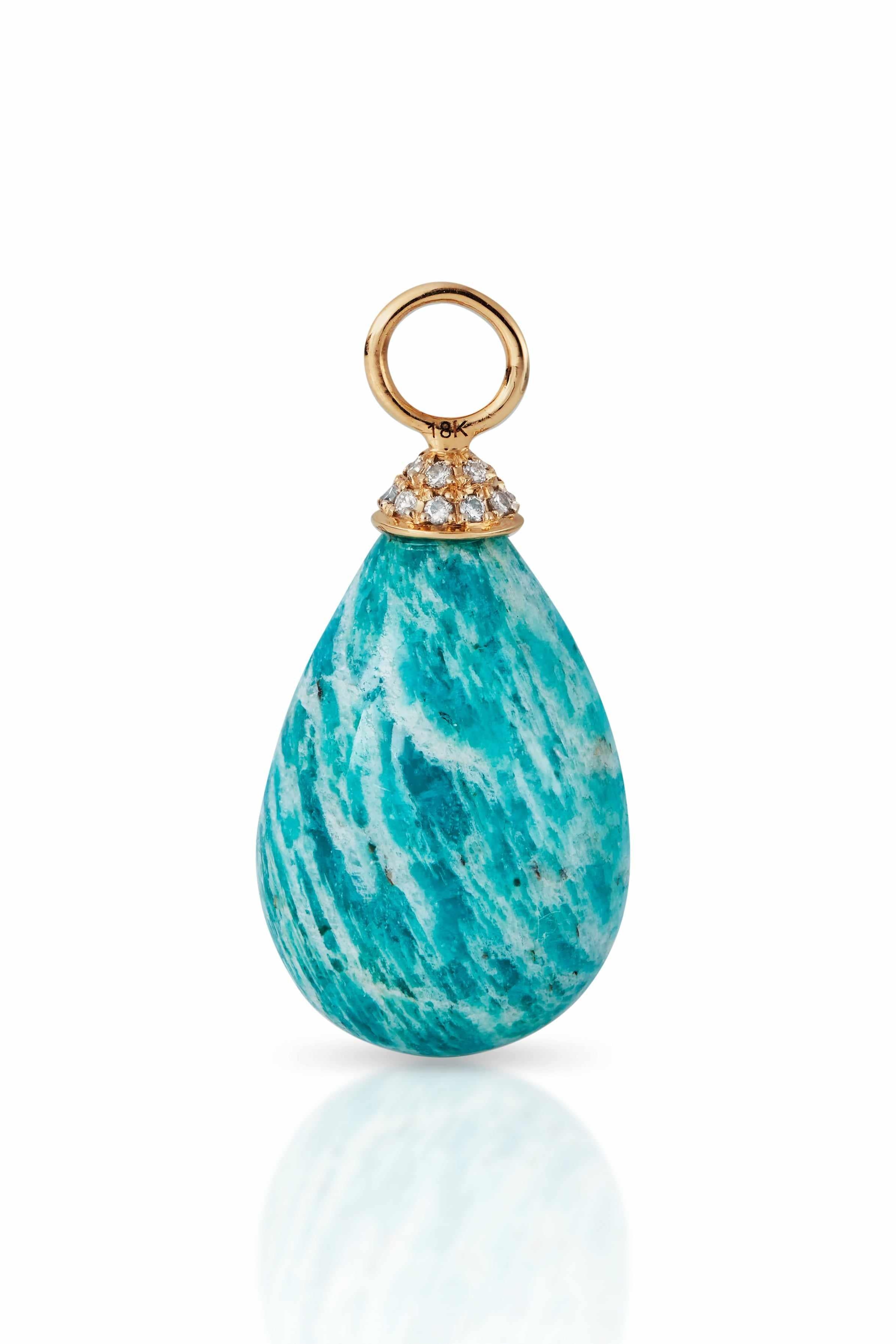 18KY Amazonite and Diamond Earring Charms-Earrings-Saffron Jewelry-Susan Saffron Jewelry