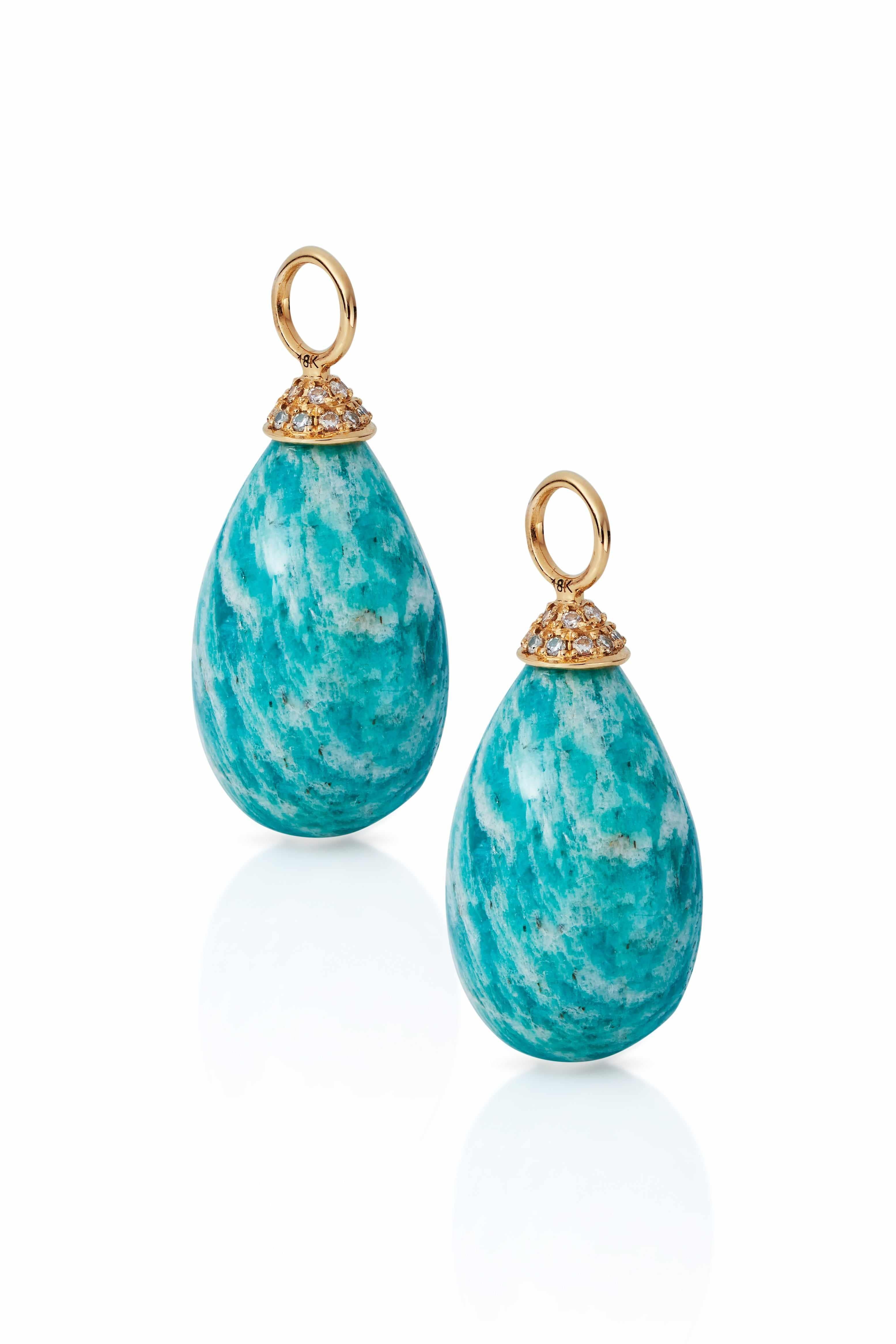 18KY Amazonite and Diamond Earring Charms