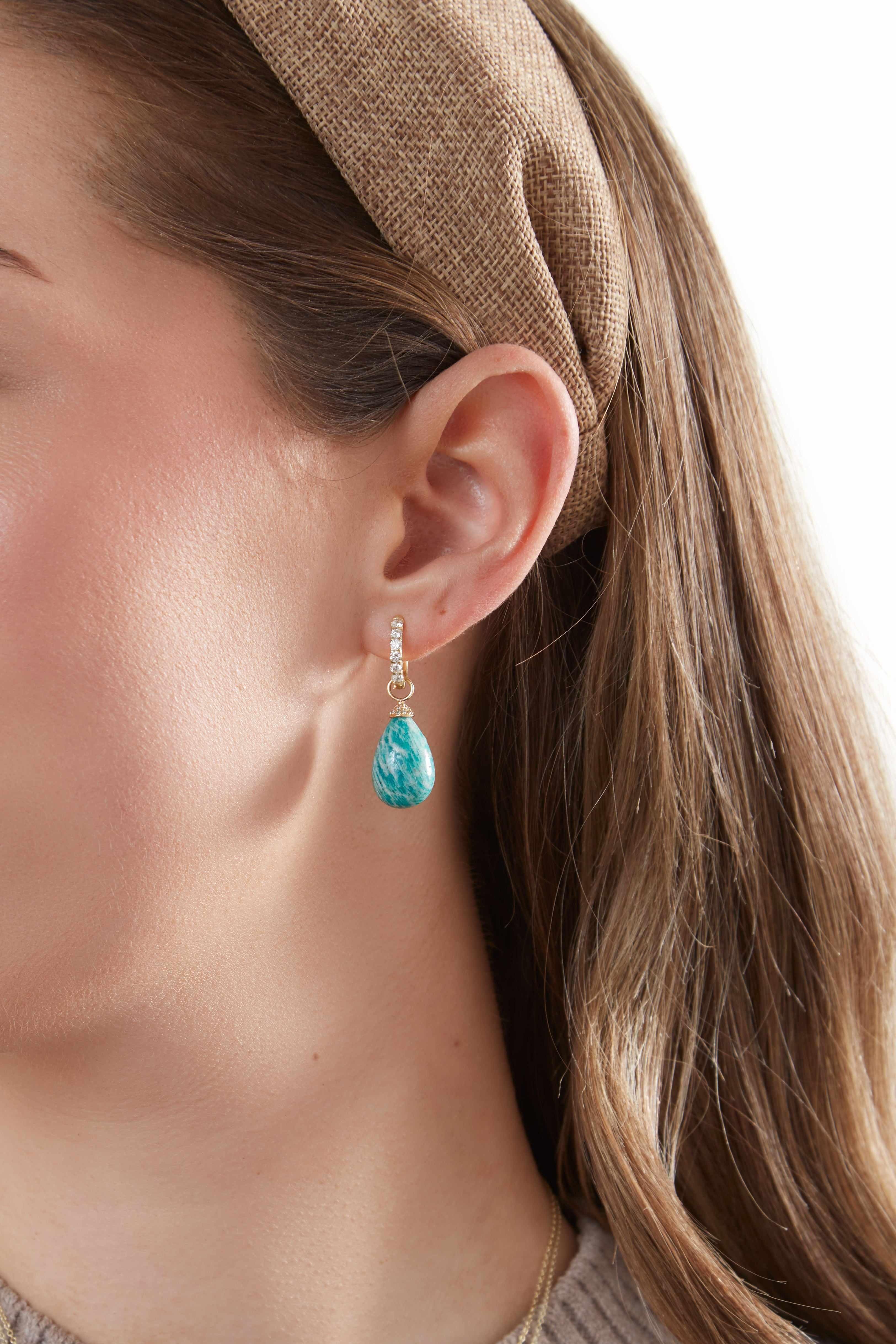 18KY Amazonite and Diamond Earring Charms