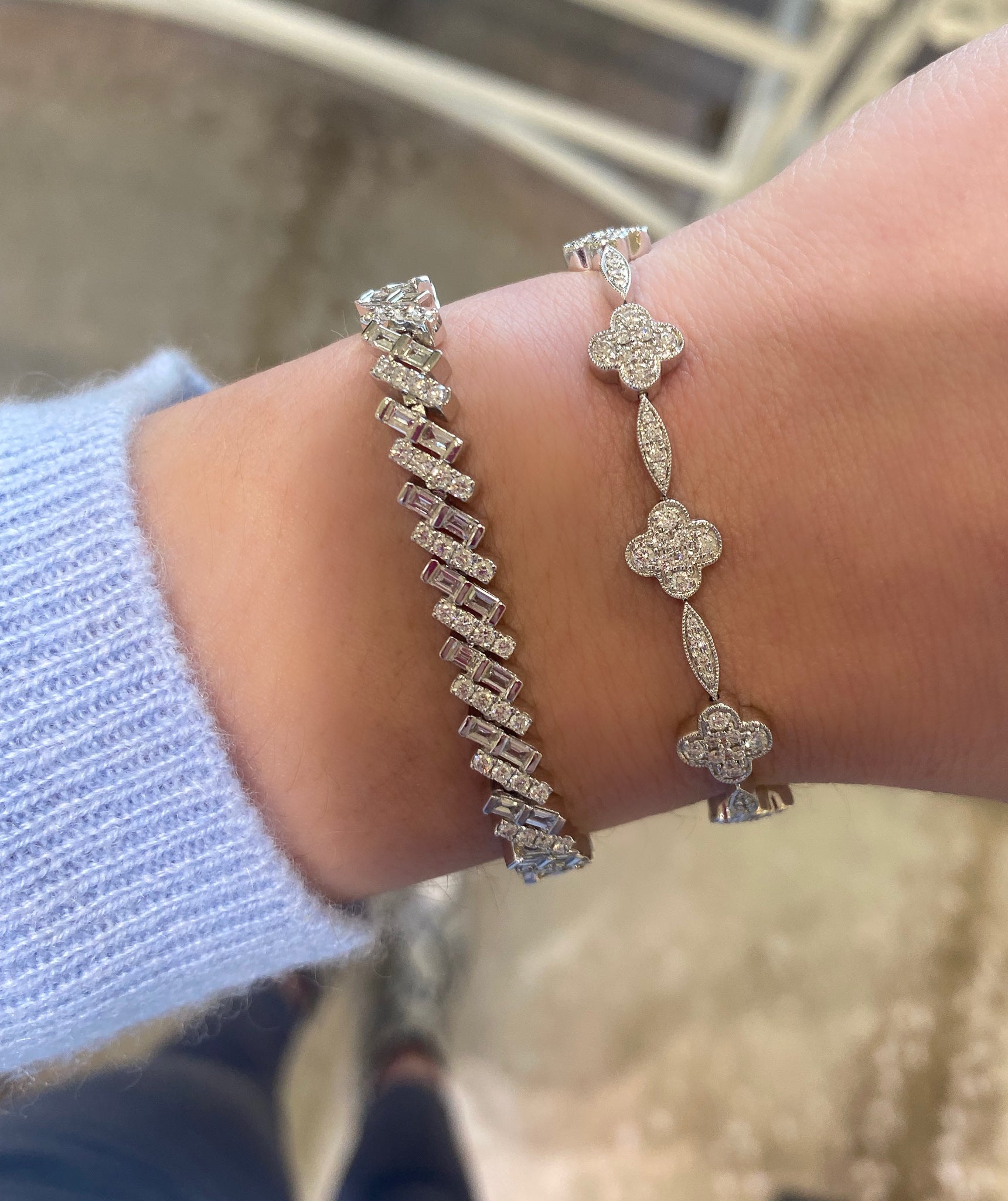 White Gold Clover Diamond Bracelet