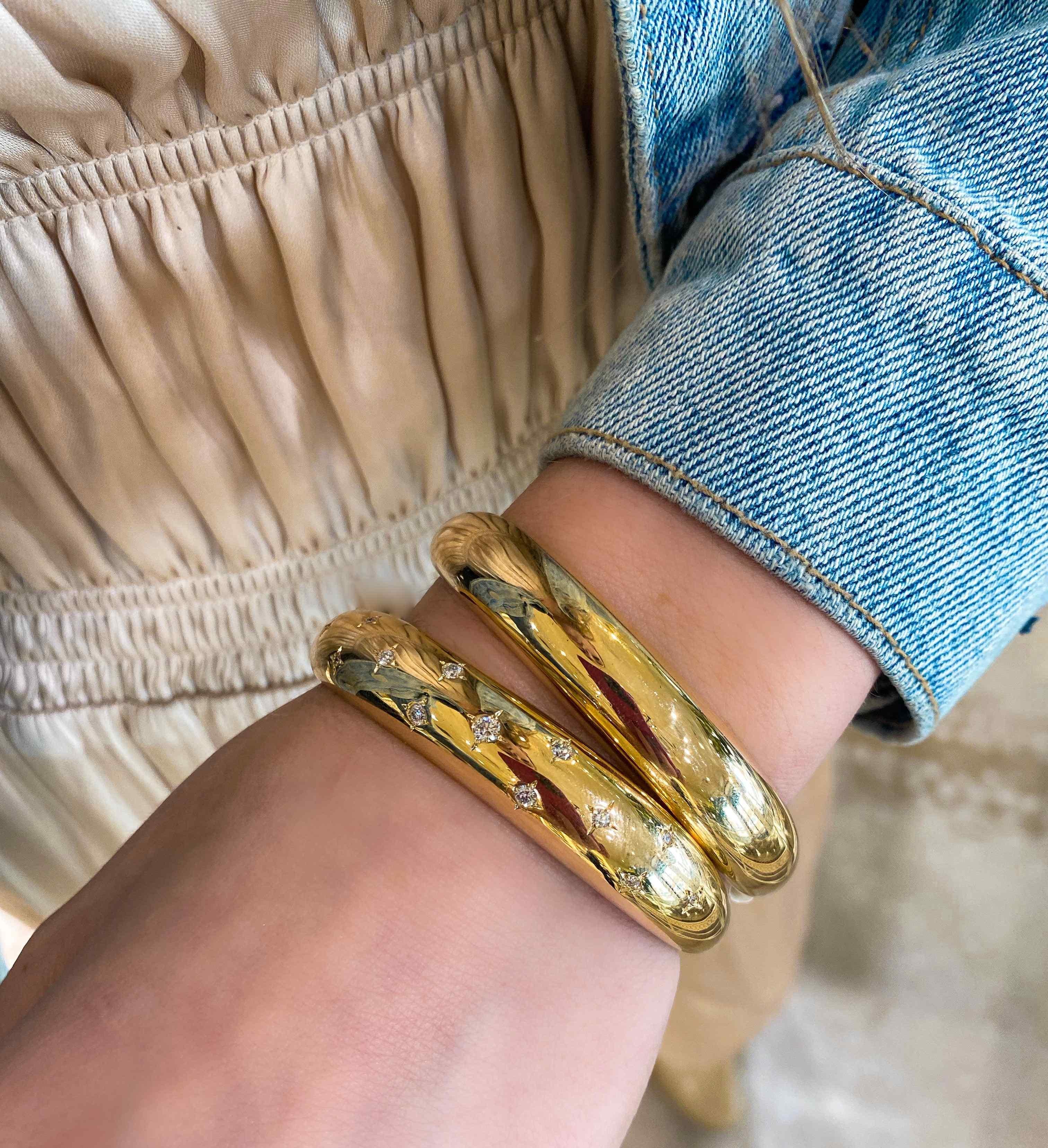 Scattered Star Set Diamonds Medium Aura Cuff